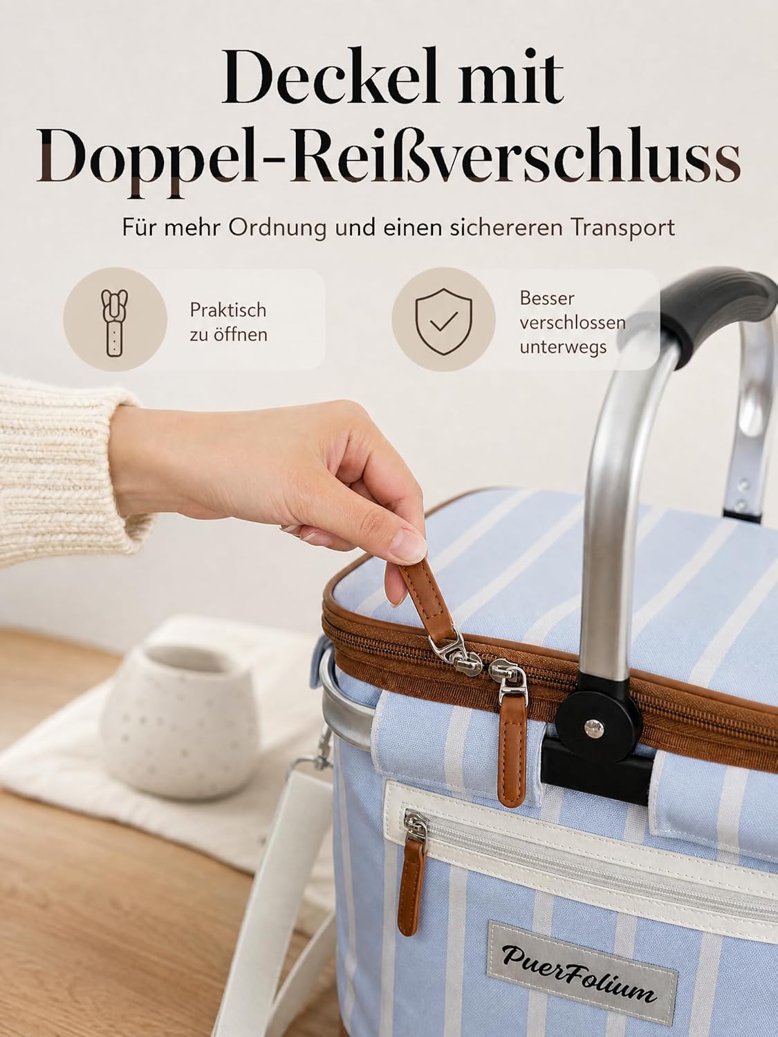 Faltbare Isolierte Kühltasche mit Deckel, Blau