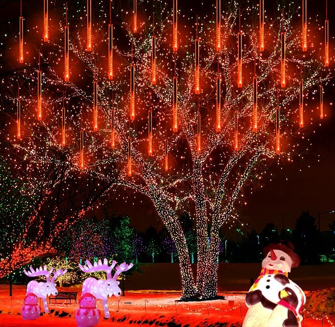 LED Meteorschauer Lichterkette, 20 Röhren, erweiterbar, Orange