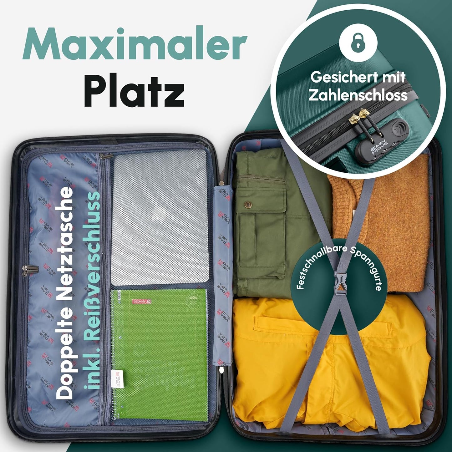 Hartschalenkoffer für Handgepäck, 54cm Dark Green