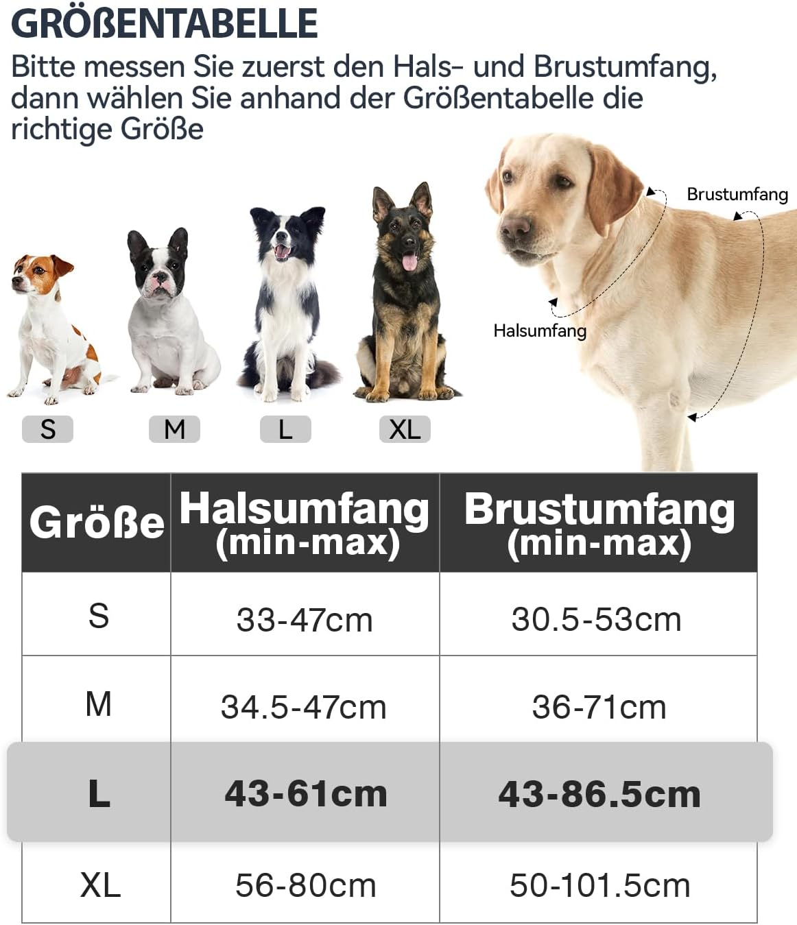 Reflektierendes Hundegeschirr, L (1er Pack) Schwarz