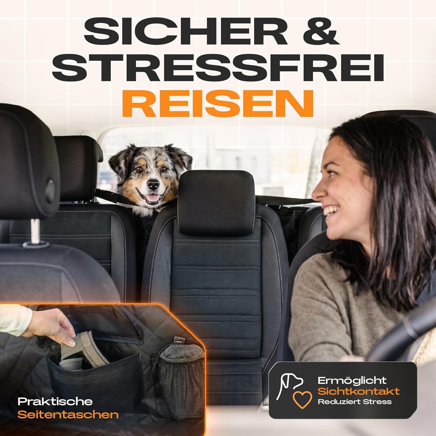 Kofferraumschutzmatte für Hunde mit Seitenschutz, Kofferraum
