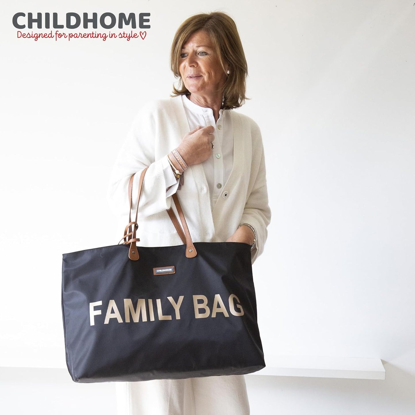 Wickeltasche Family Bag, Schwarz/Gold