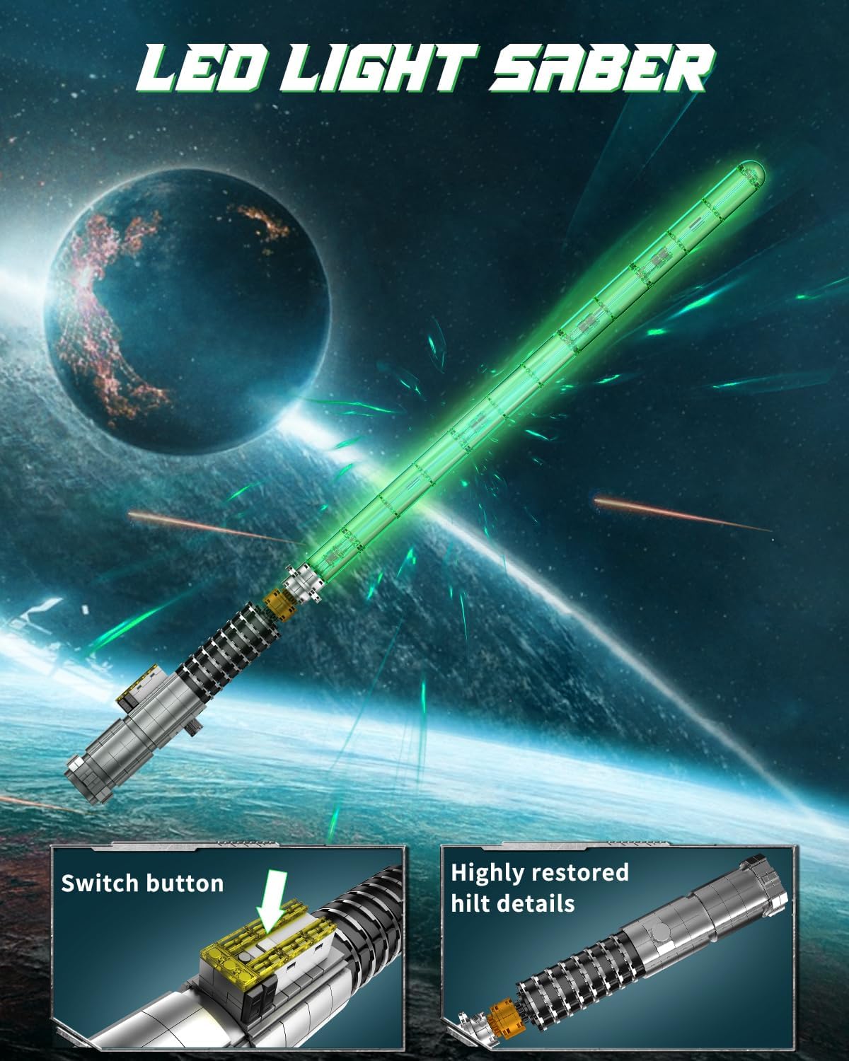 Technik Lichtschwert mit Lichteffekt, Grün Lichtschwert