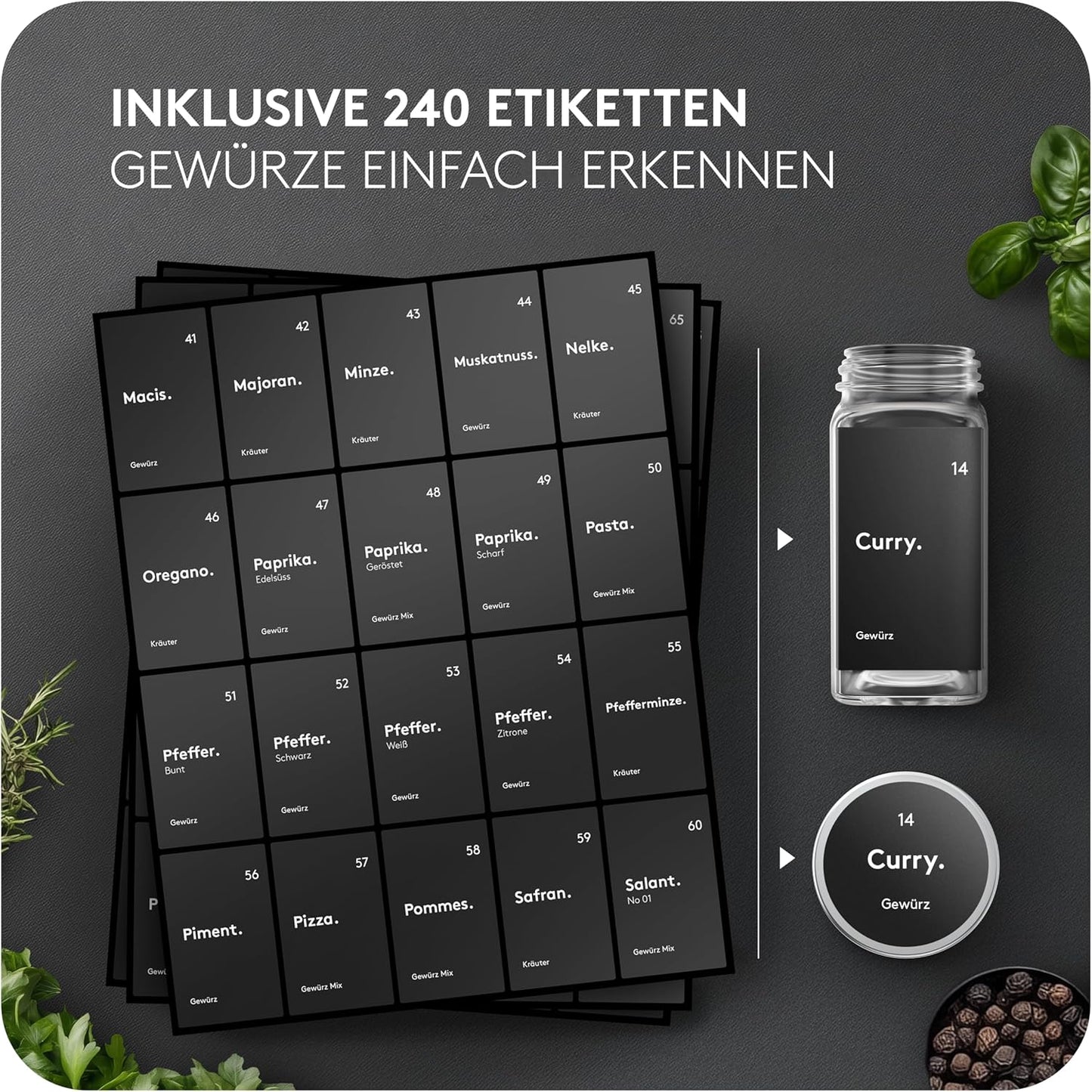 Gewürzgläser-Set mit Streueinsatz (24 Stück)
