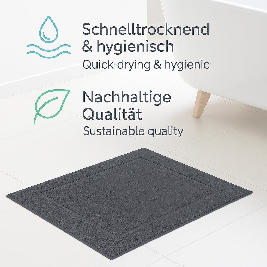2er-Set Badematten, 50x70 cm, 2x Badvorleger Anthrazit