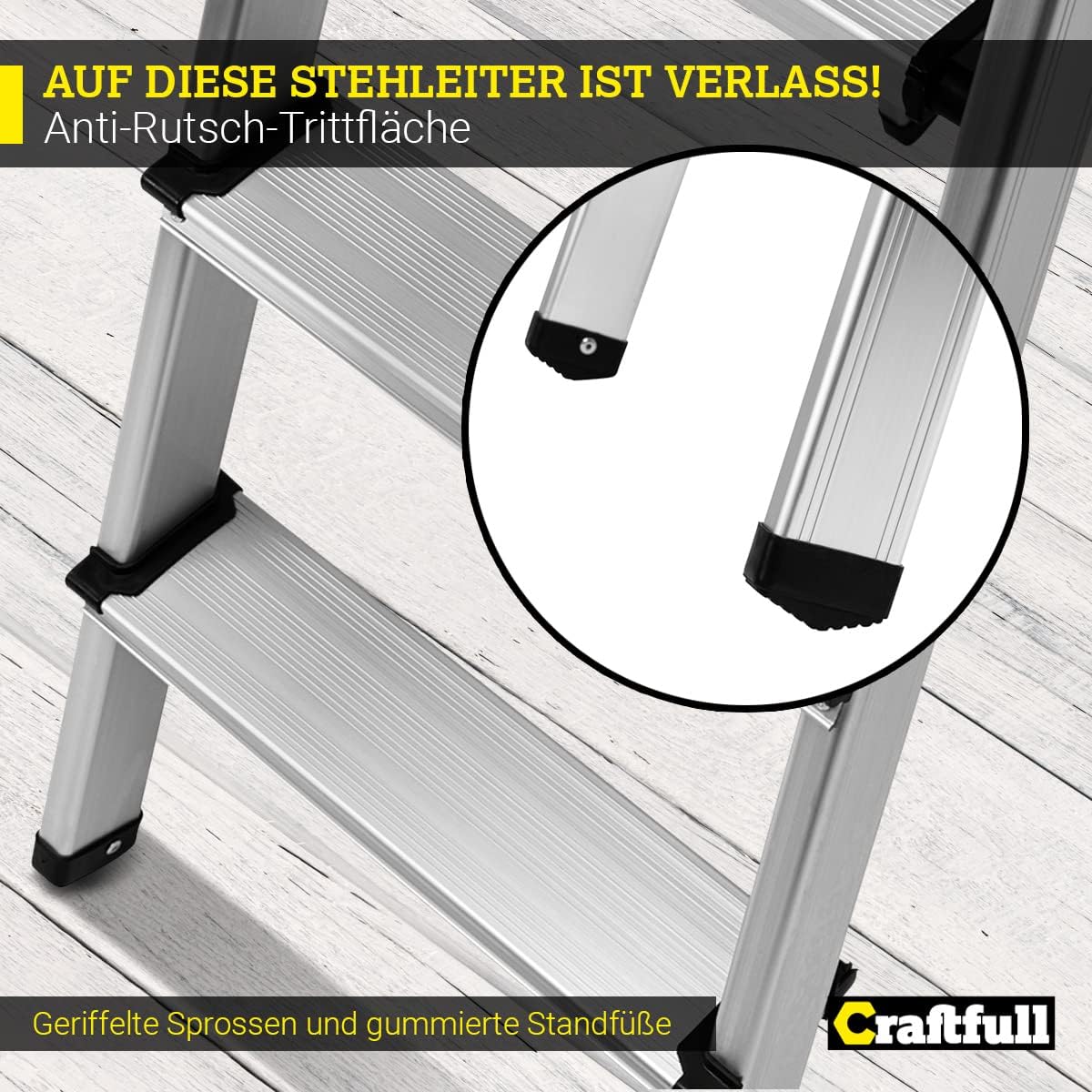 5-stufige Stehleiter CF-133B mit Ablage, klappbar, 5 Stufen