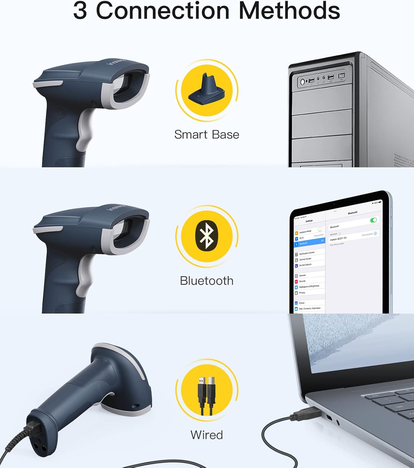 2D Kabelloser Barcode Scanner BCST-54, blau
