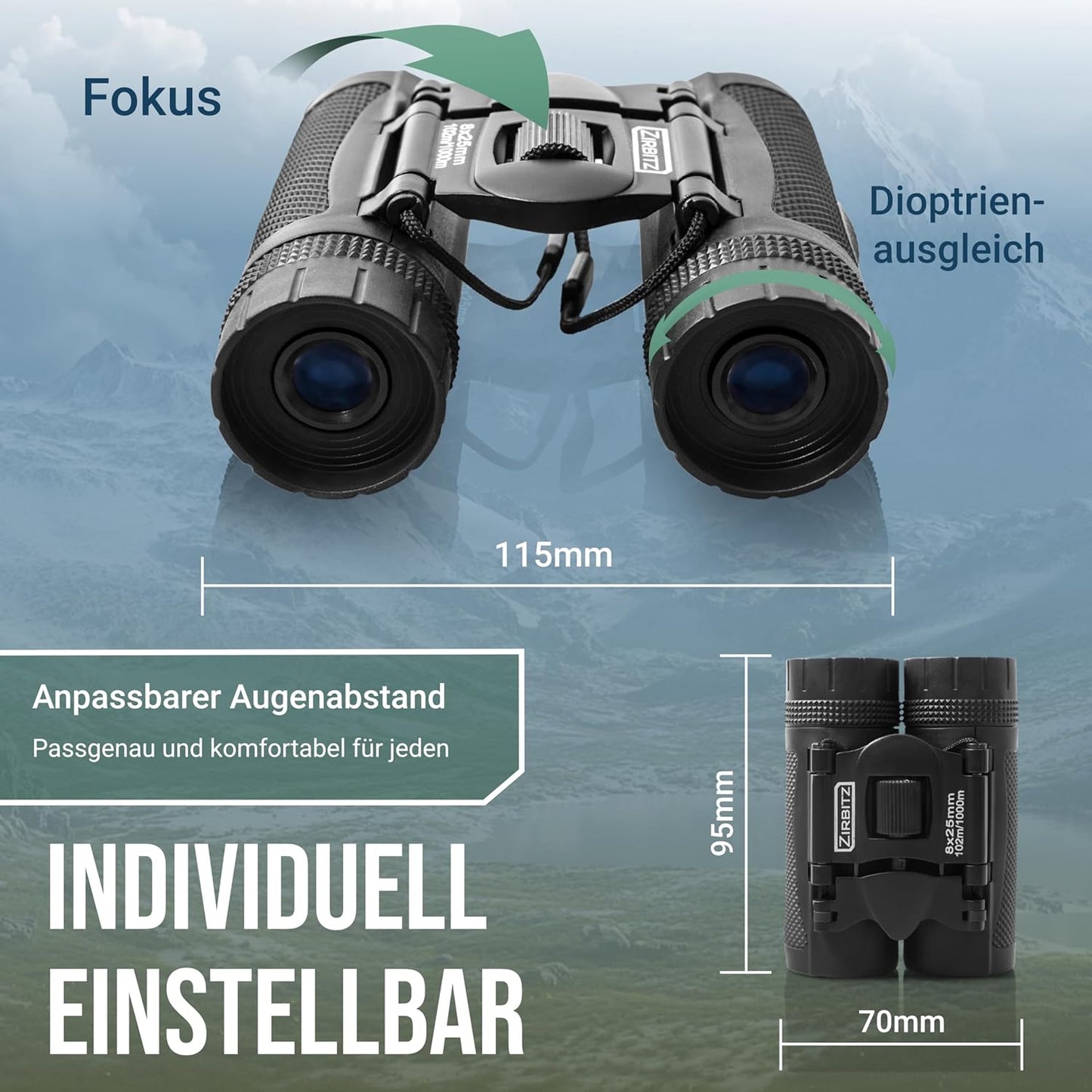 Allround Taschenfernglas für Wandern, Reise & Vogelbeobachtung, Fernglas HD-825