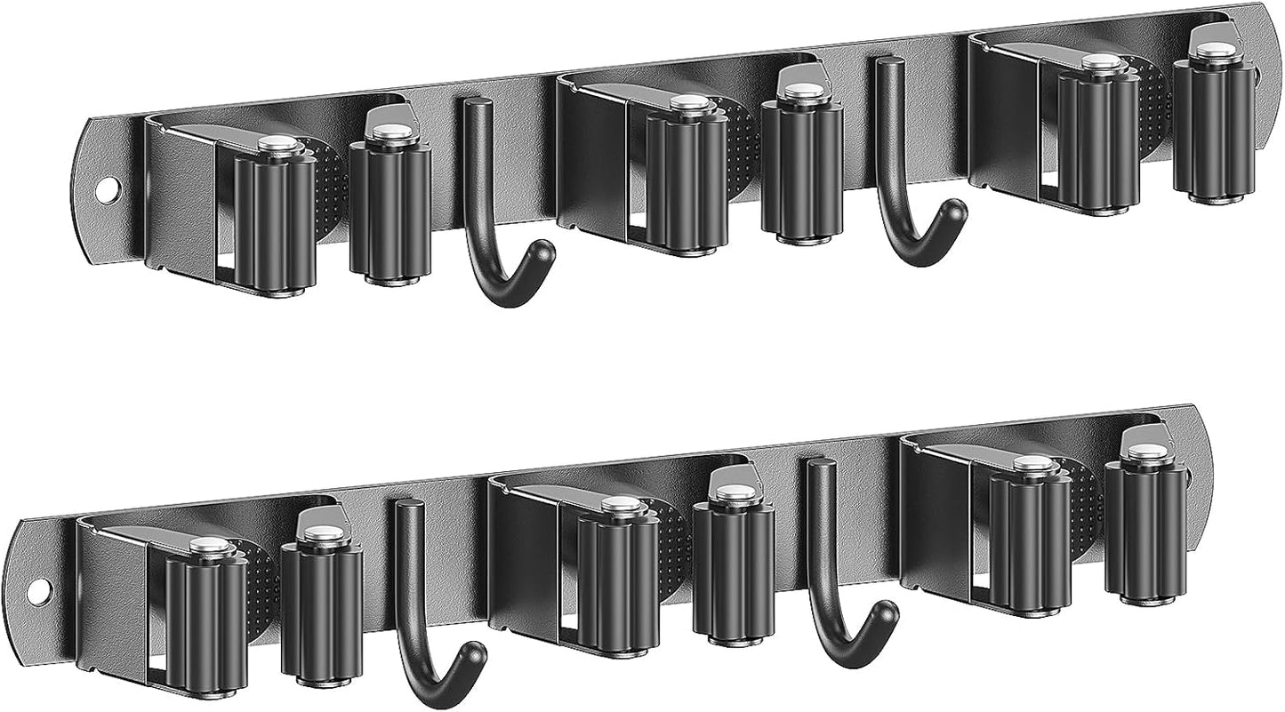 Selbstklebende Wandhalterung für Besen und Geräte (2er Set), Sx2 Schwarz