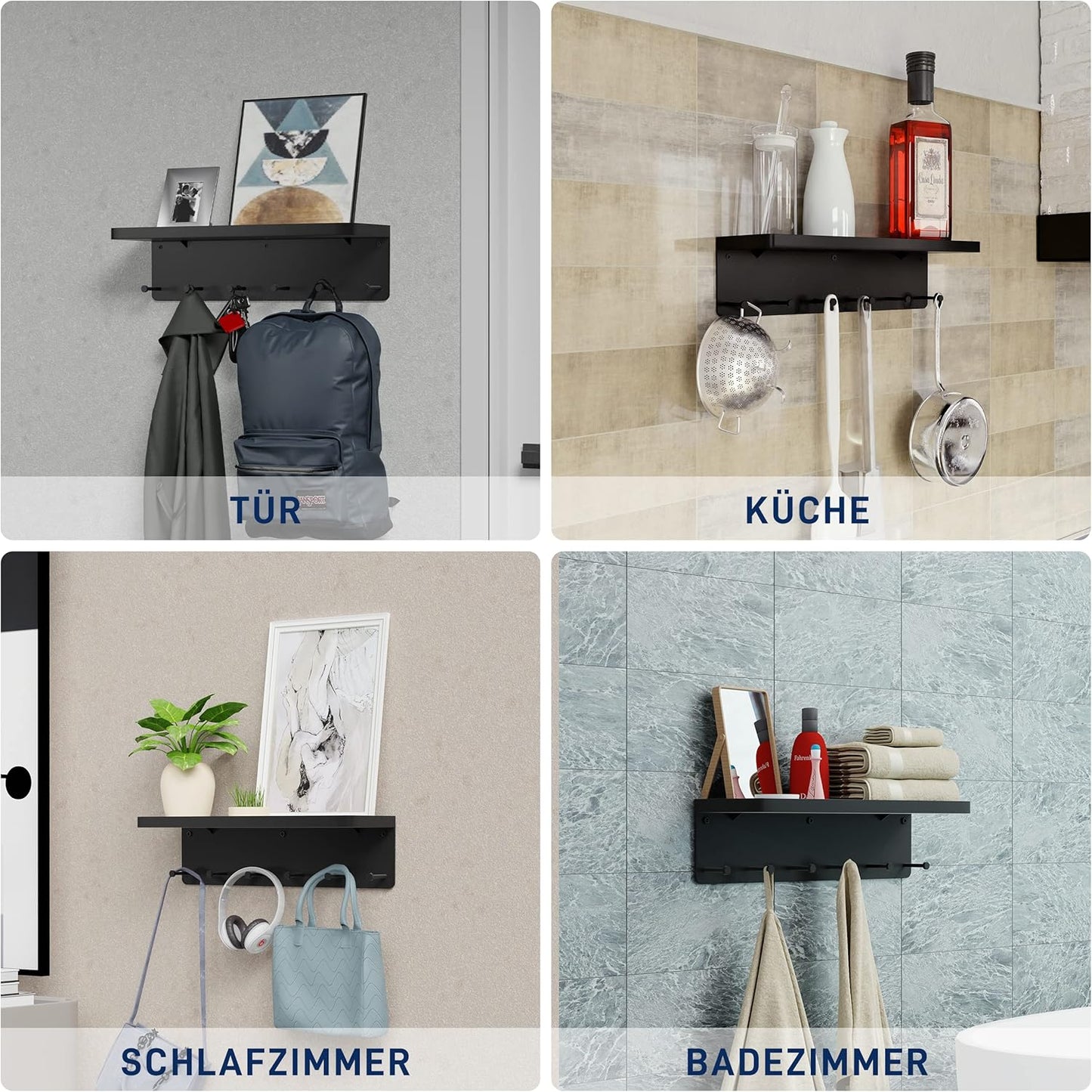 Schlüsselbrett mit Ablage und Haken für Flur
