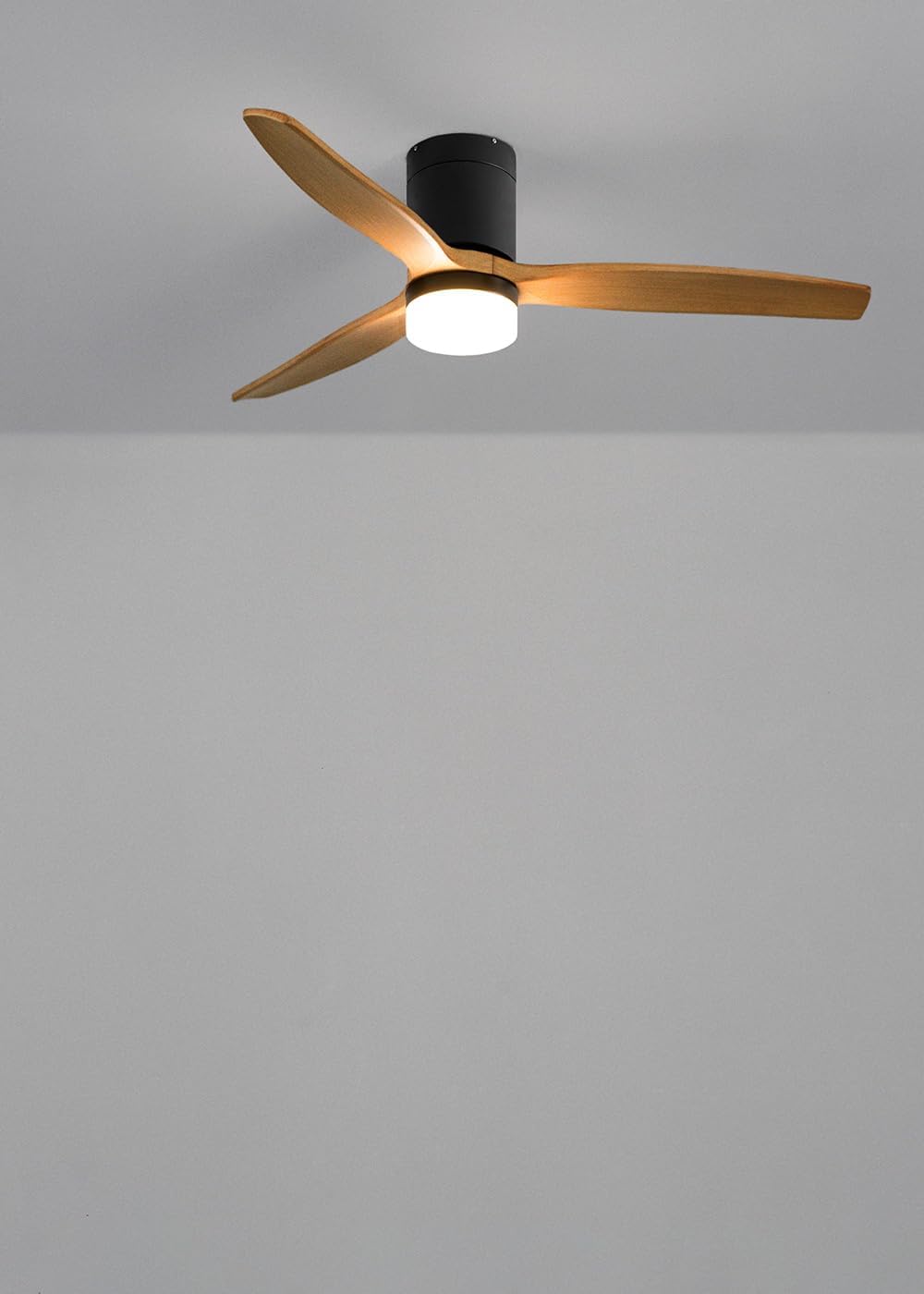 Deckenventilator mit Licht & Fernbedienung 132 cm, Mit Licht Naturfarbenes Holz