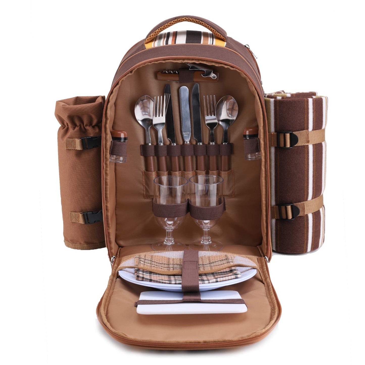 Picknickrucksack, Farbe: Braun-2