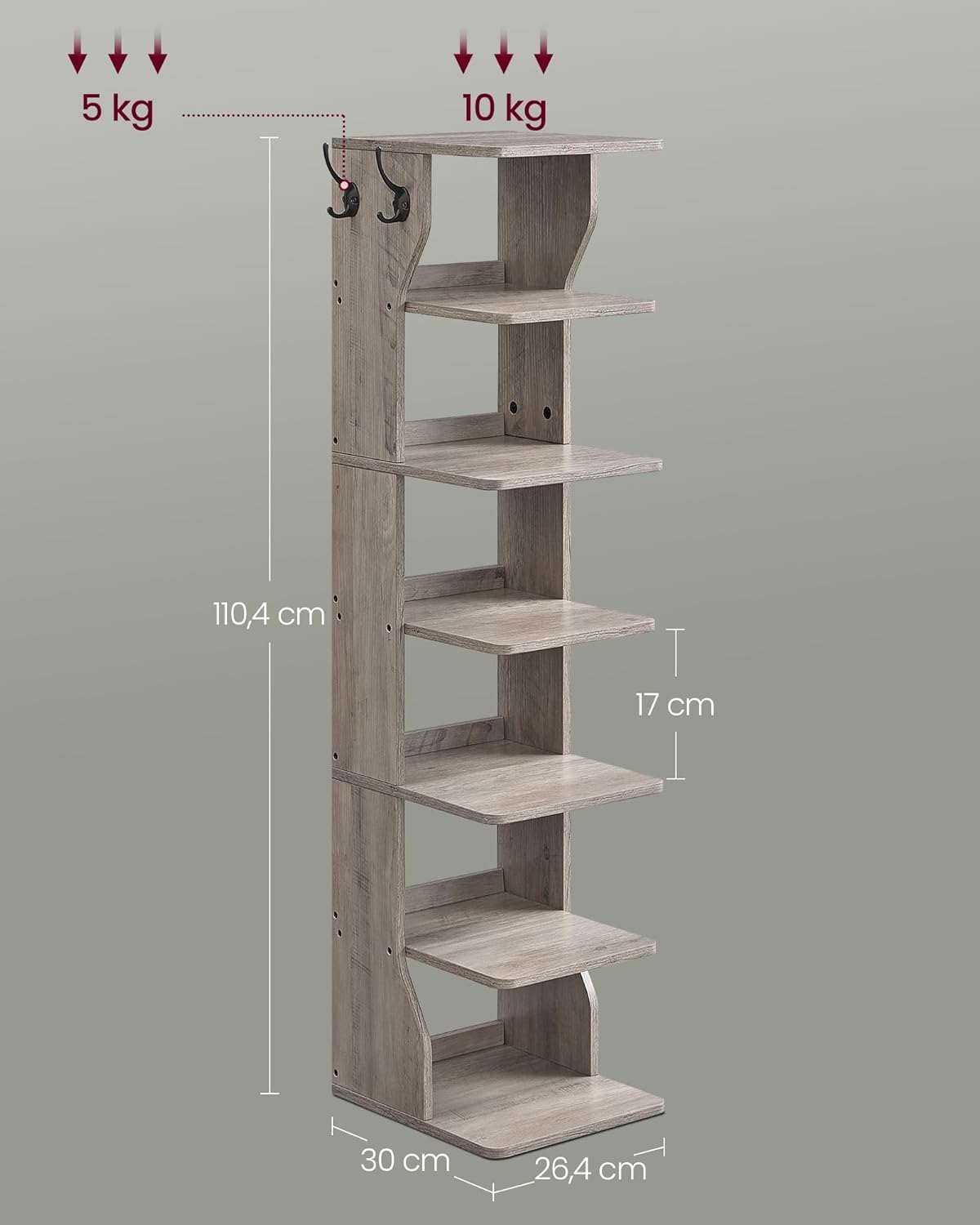 Schuhregal mit 7 Ebenen, 7 Levels Greige Meliert