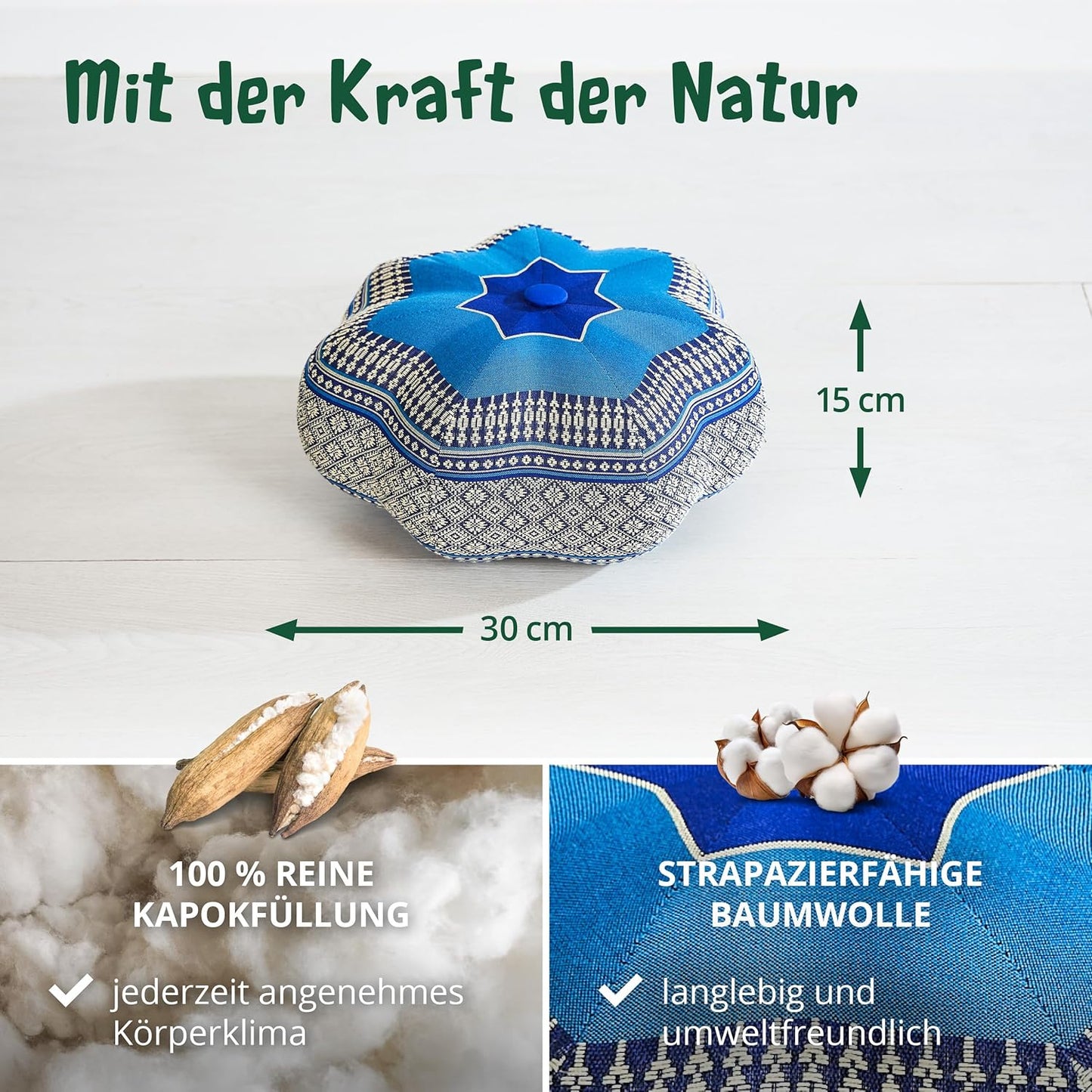 Meditationskissen Stern, Blau