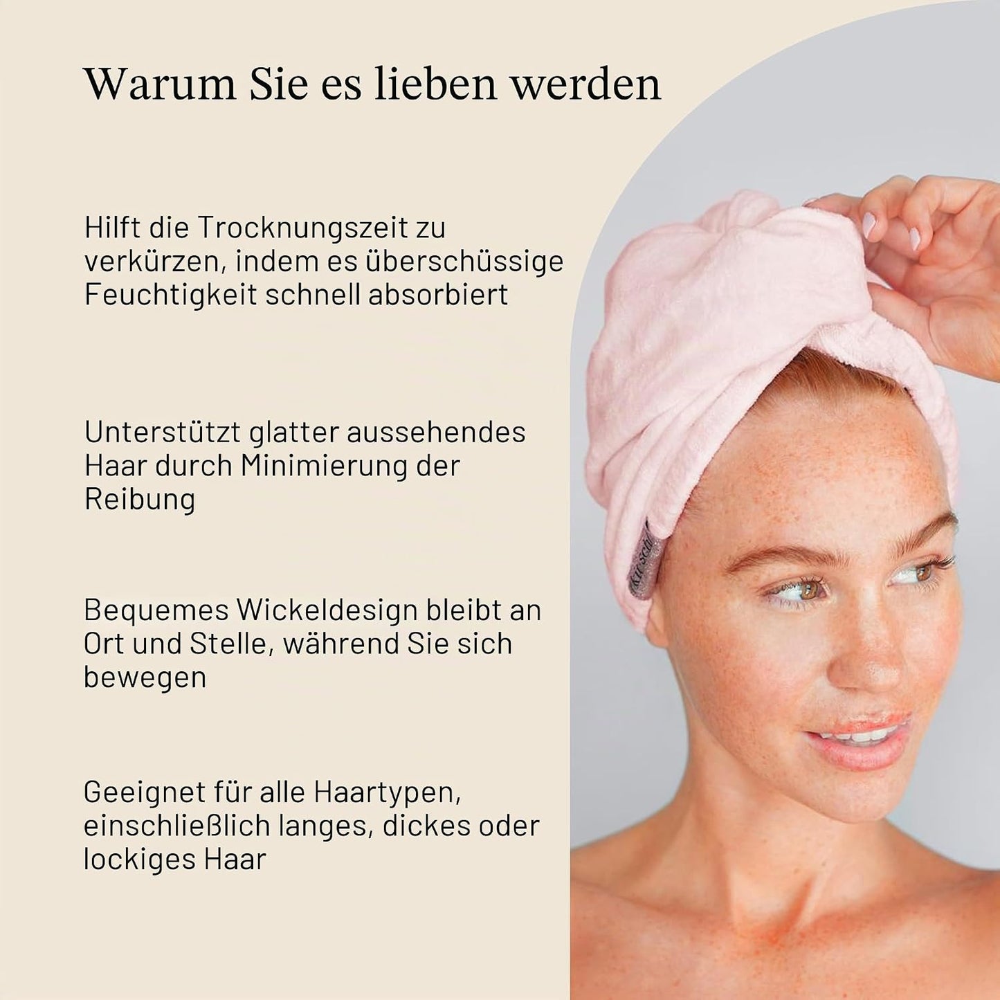 Mikrofaser Handtuch für Haare Anti-Frizz Wrap, Rosa