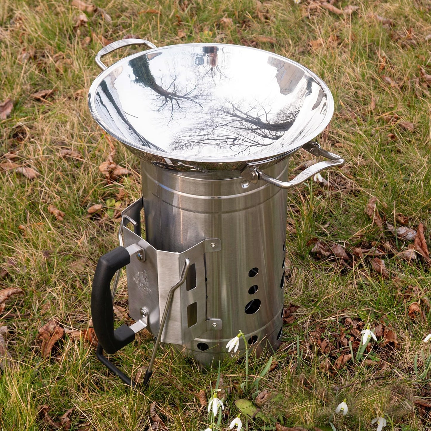 Wokpfanne mit Ring und Anzündkamin, Wok, Ring und Kamin