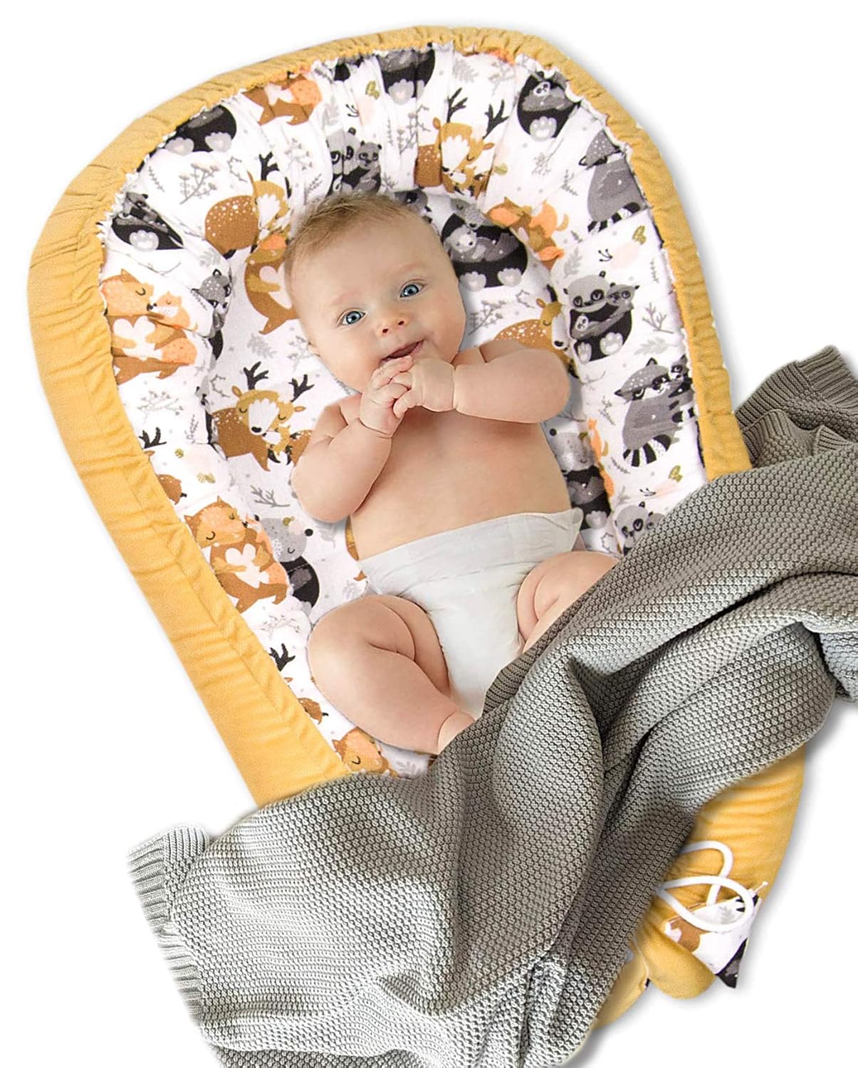 2-seitiges Babynest Mustard 55x90cm, Mustard