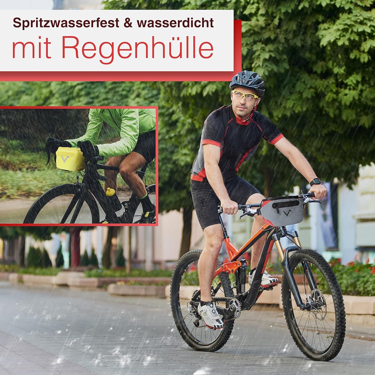Wasserfeste Lenkertasche mit Handyfach, Rotreflective Einzeln
