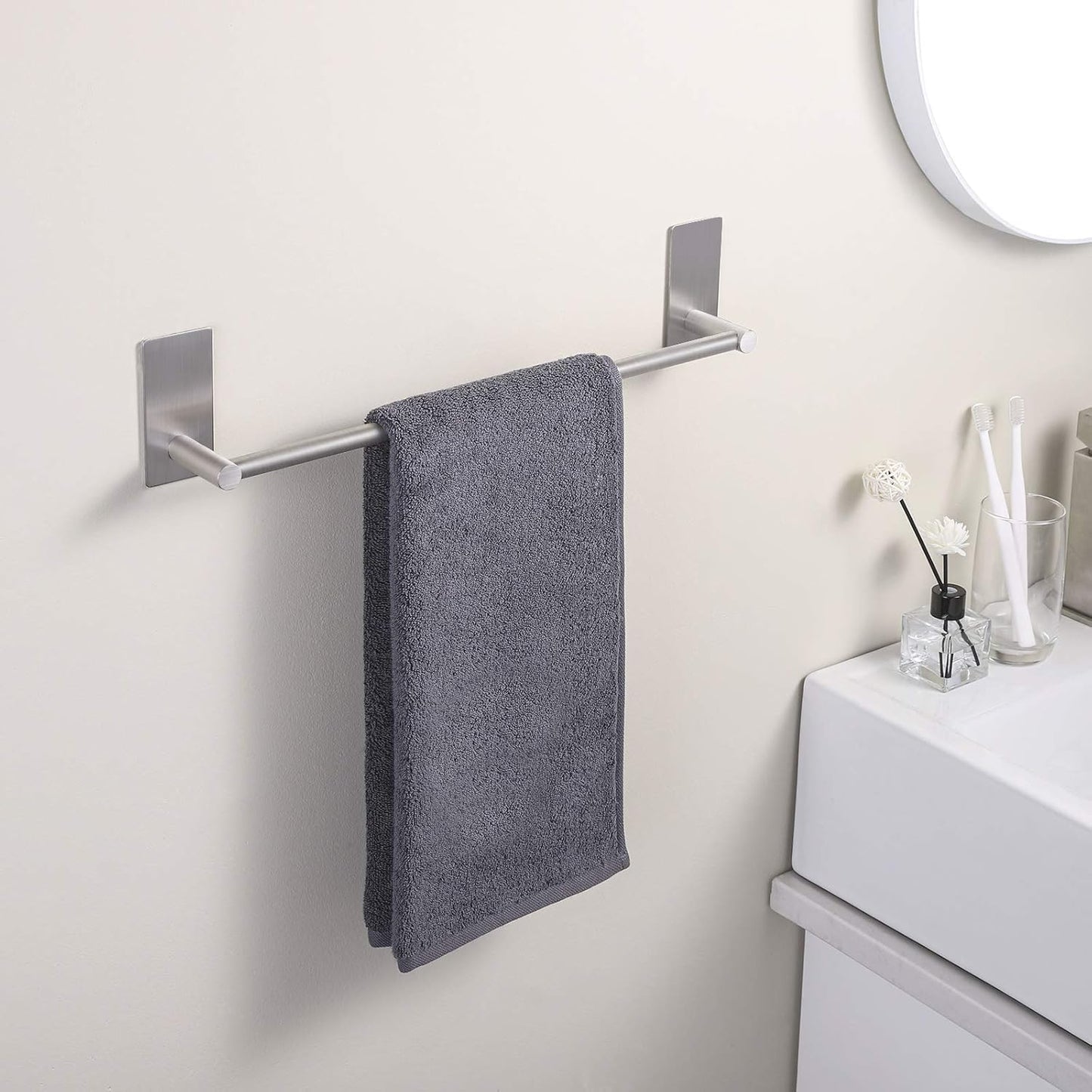 Selbstklebende Handtuchstange, 40 cm Gebürstet Edelstahl