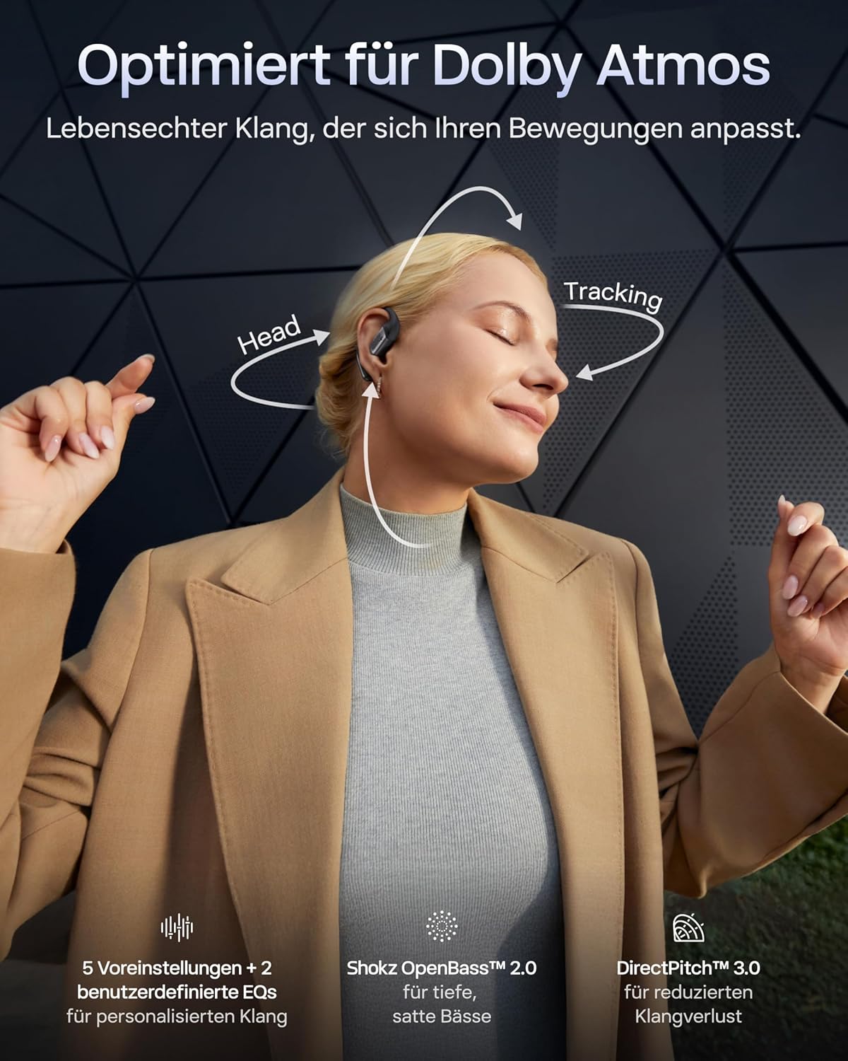 OpenFit Pro Open-Ear-Kopfhörer mit Geräuschreduzierung, Schwarz