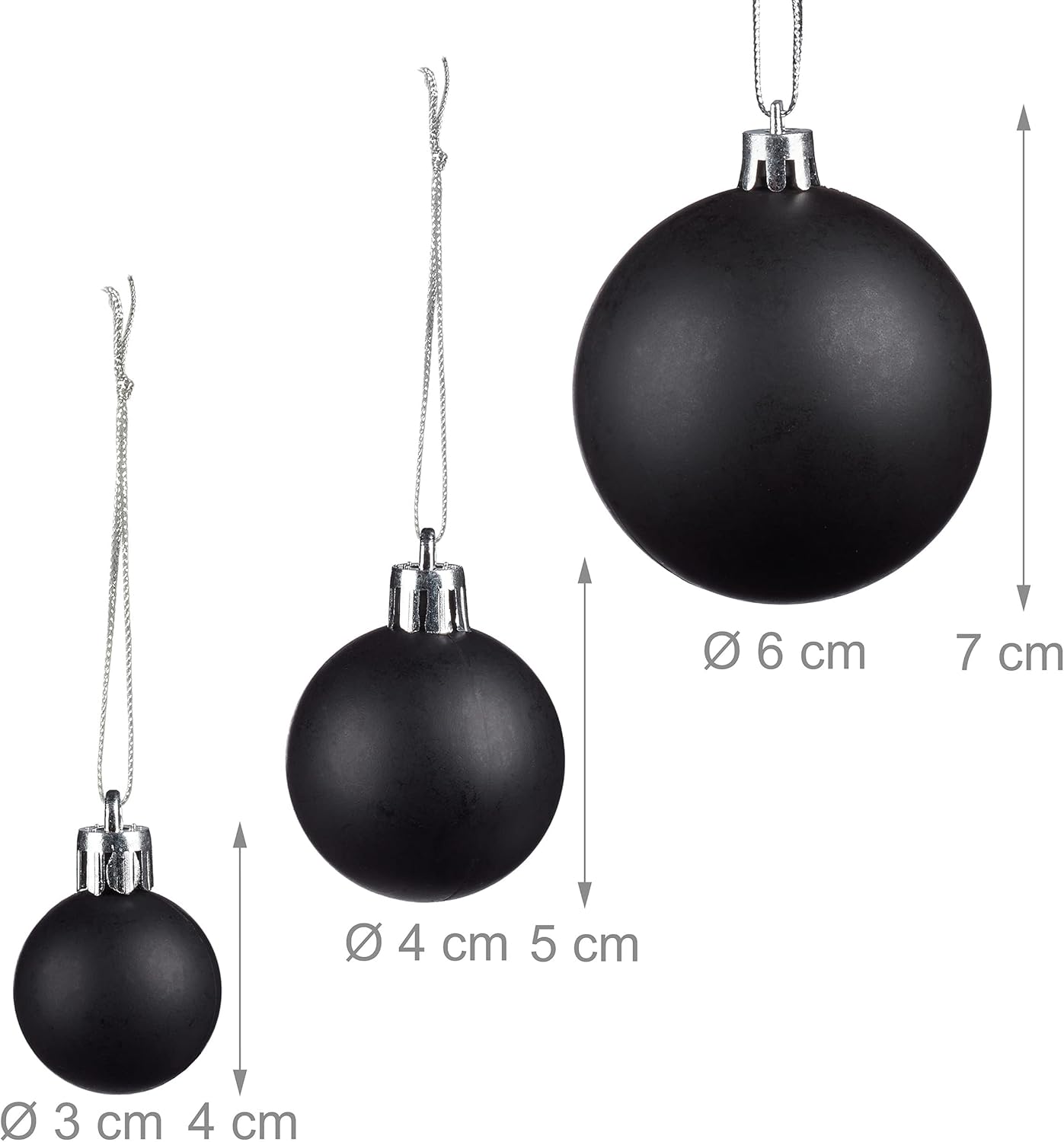 100er Set Weihnachtskugeln, Schwarz