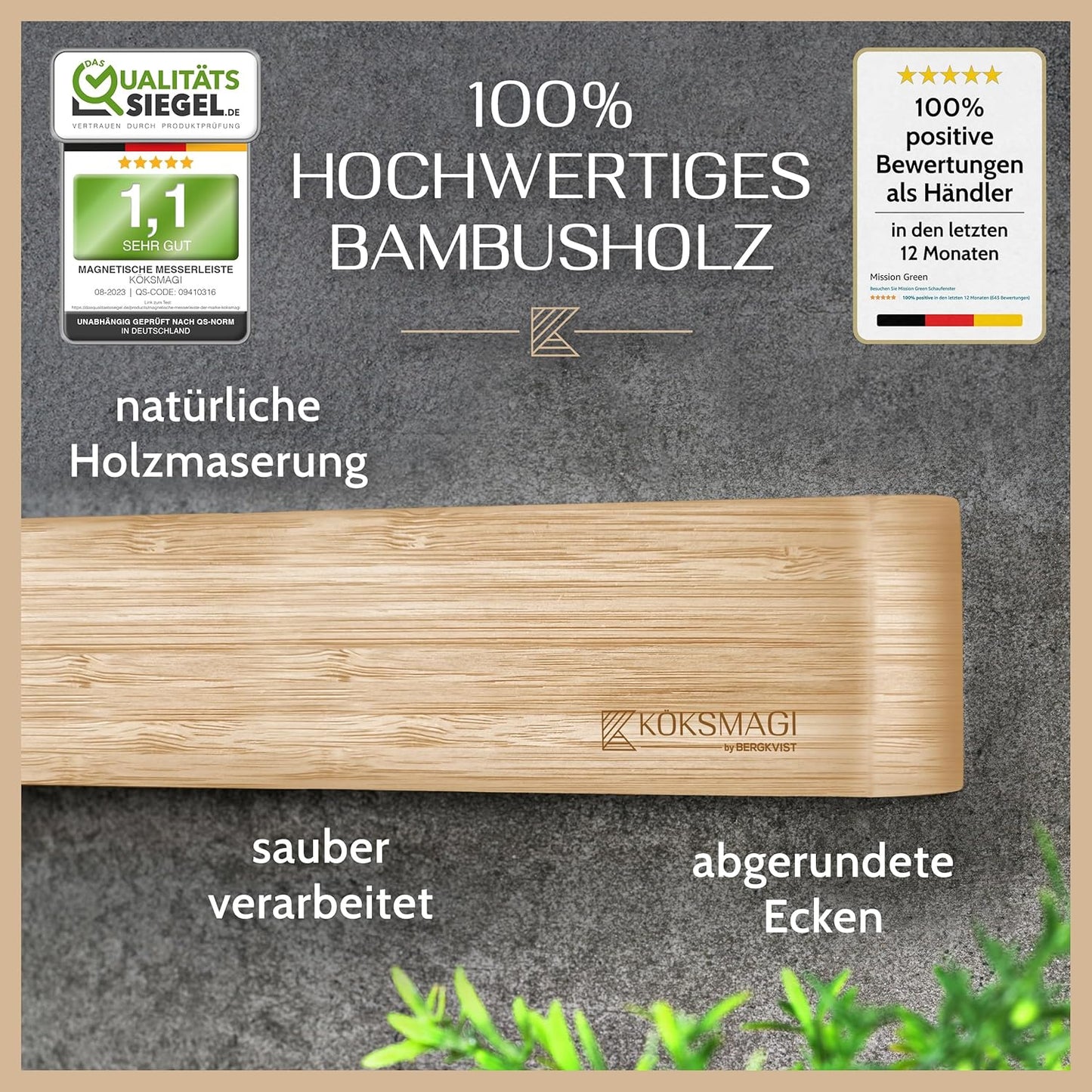 Magnetleiste, 50 cm Bambus