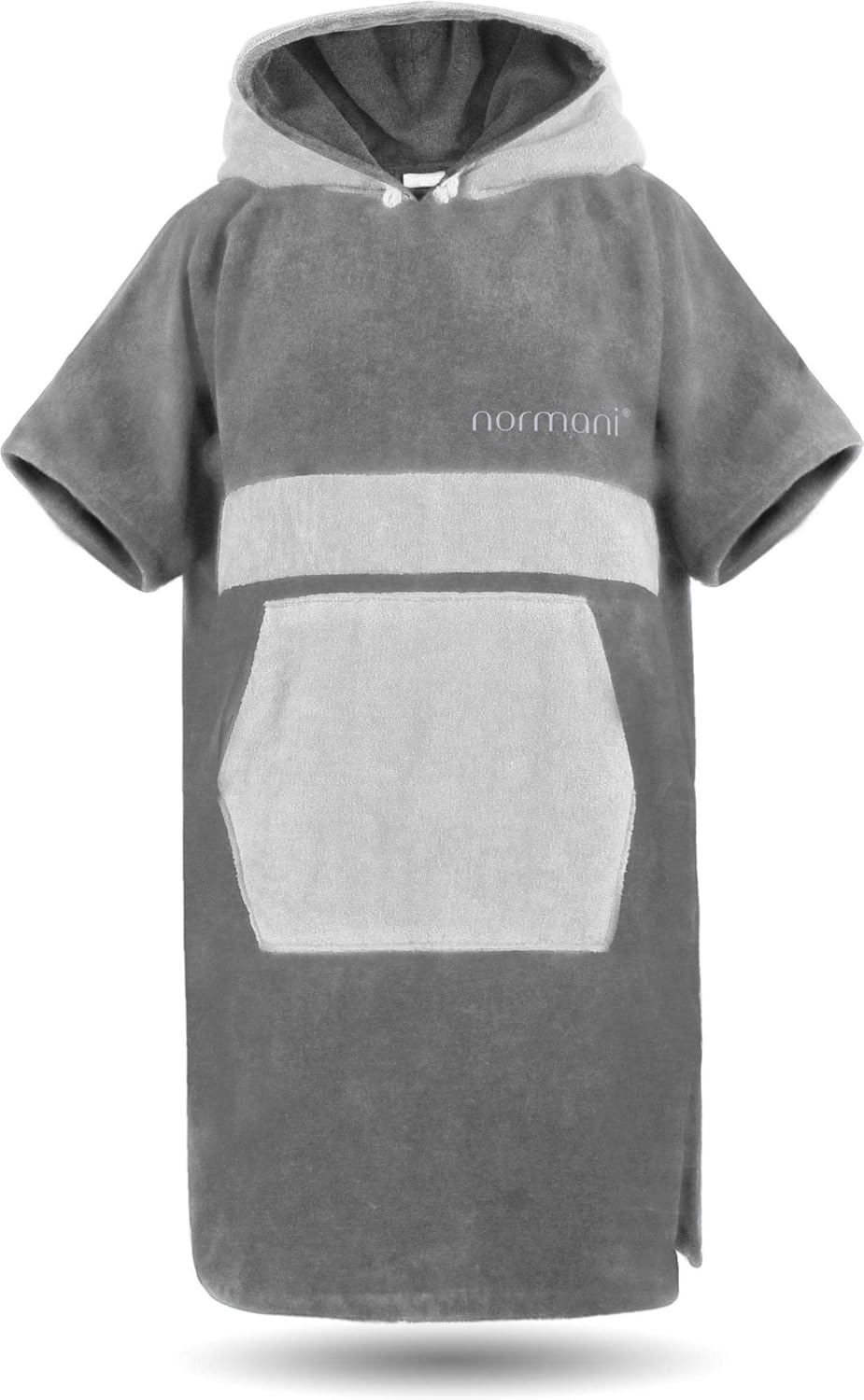 Unisex Surfer Strand-Poncho, Grau/Hellgrau S-M