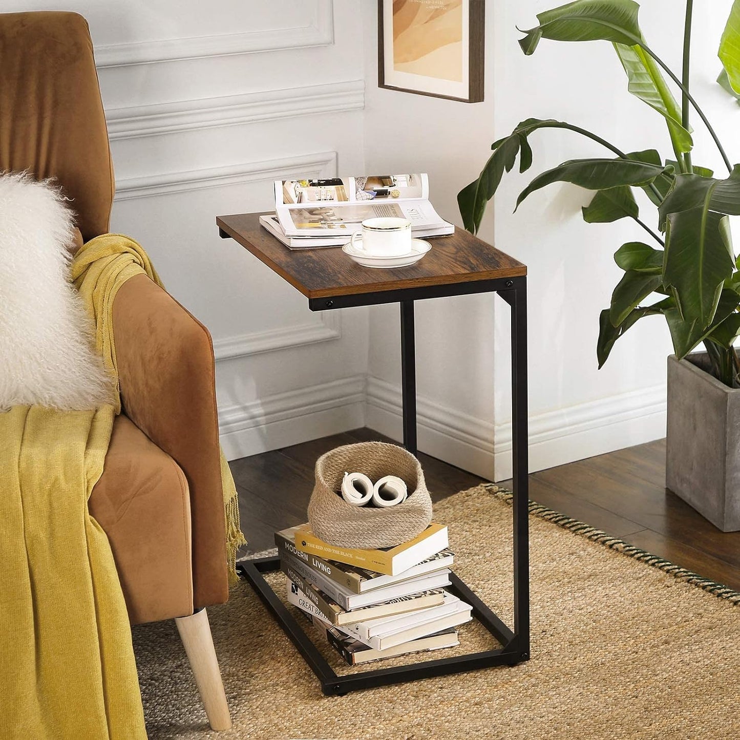 Nightstand, 35 x 55 x 66 cm ; Vintagebraun + Schwarz