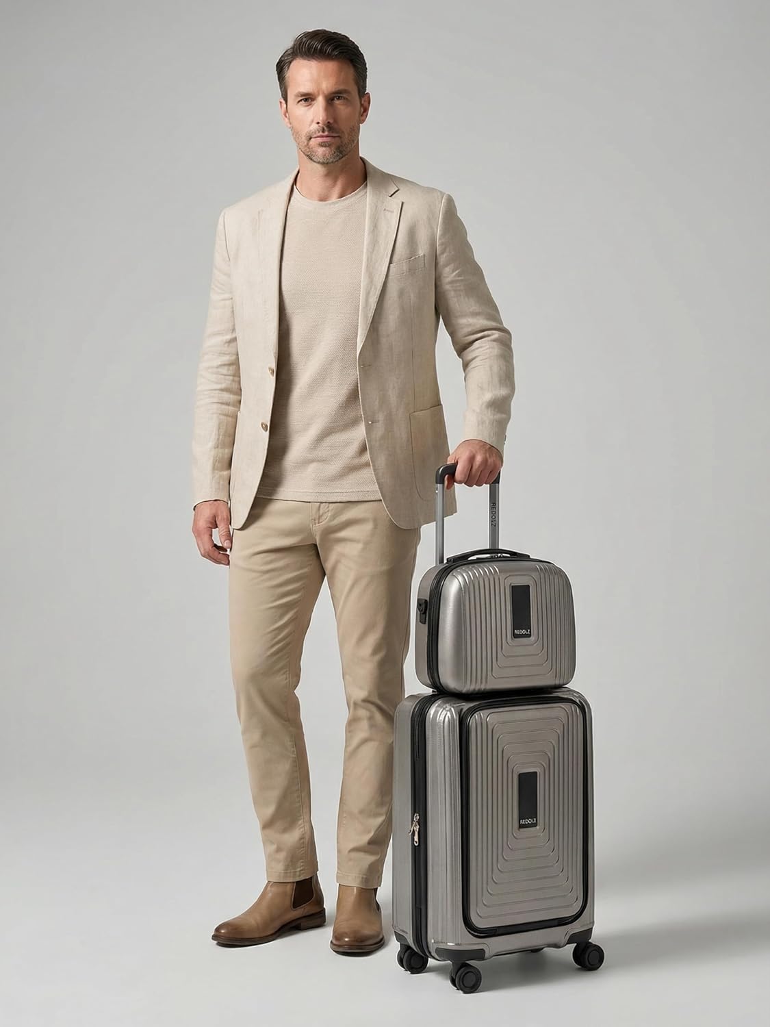 Essentials 14 Kofferset, Coffee Grey Metallic S+ (Laptop) & Beauty-Case