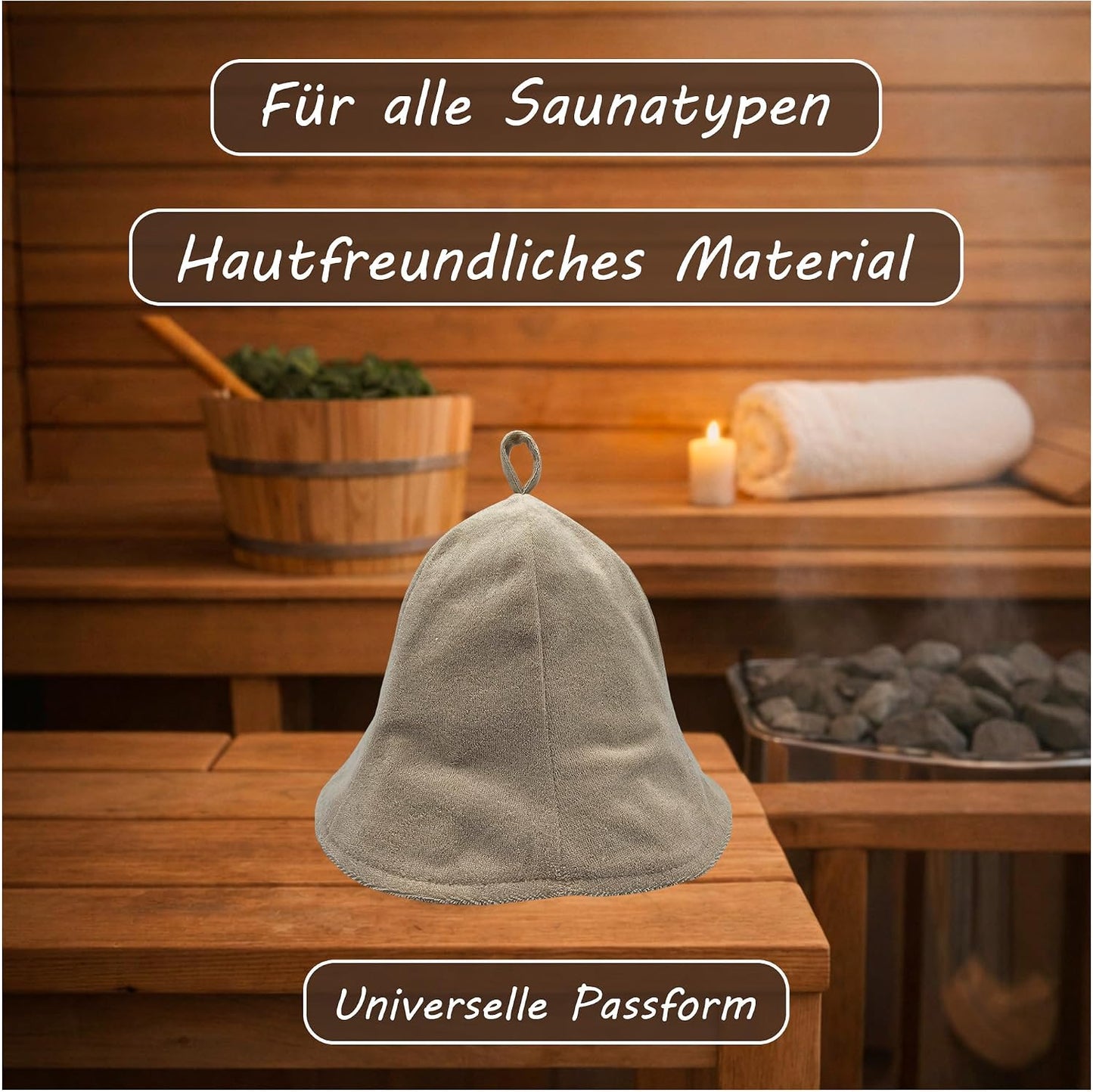 Damen Saunahut aus Weicher Frottee, Beige