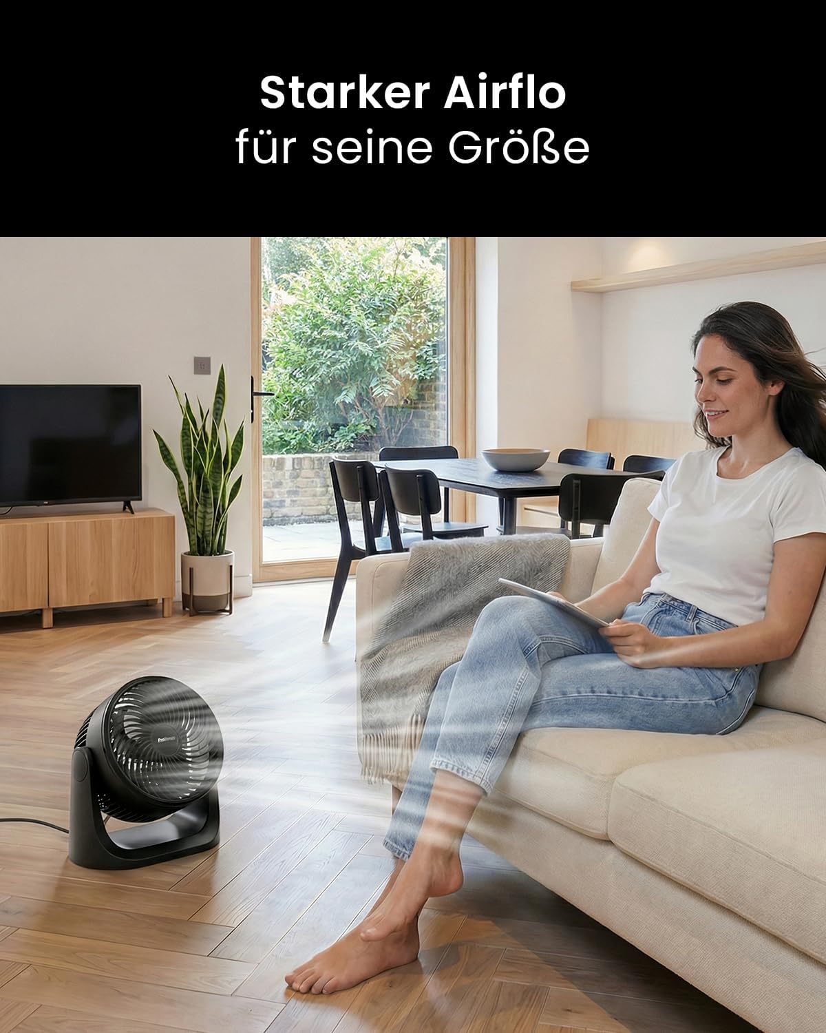Mini Tischventilator mit 3 Stufen, Schwarz