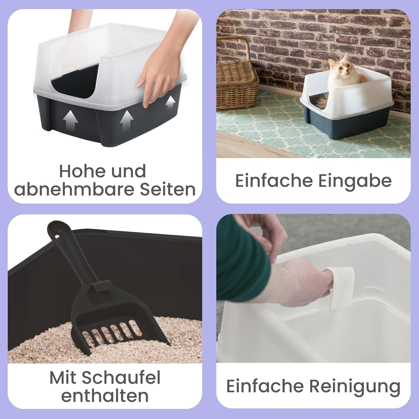 2er-Set Katzentoilette CLH-12, Weiss Standard - 2-Piece Set - High Wall