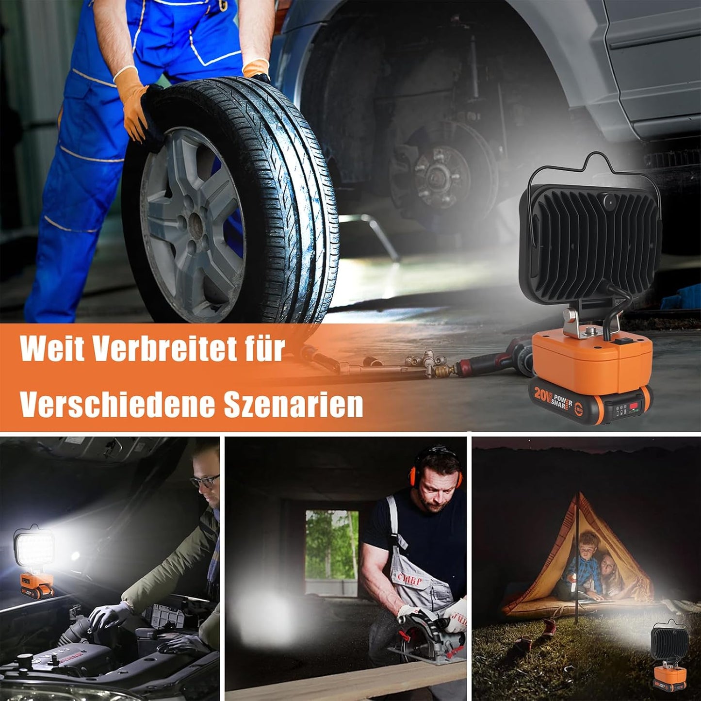 Akku-LED-Arbeitsleuchte, 126w für Worx
