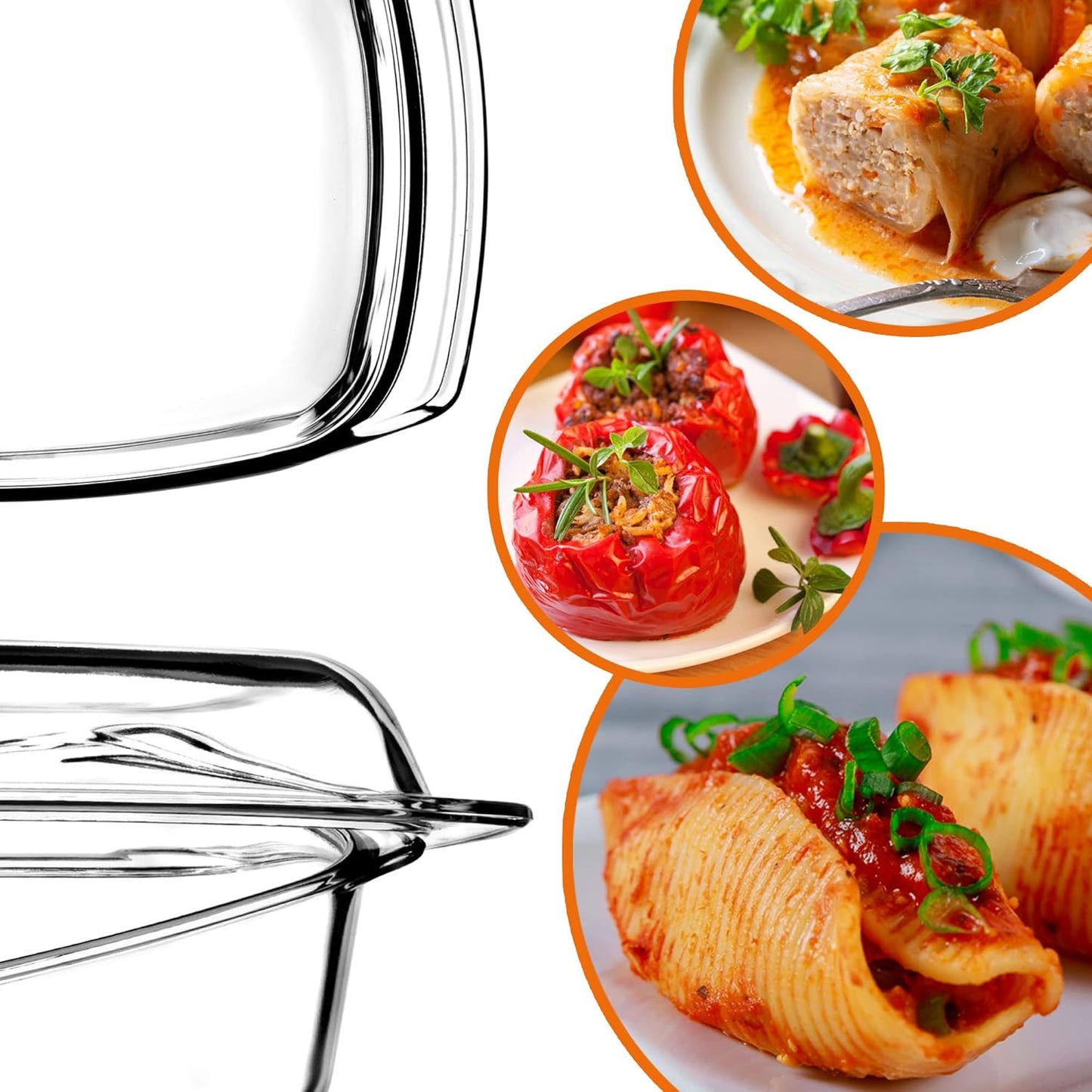 Auflaufform mit Deckel und Griffen, Transparent 5.1 L