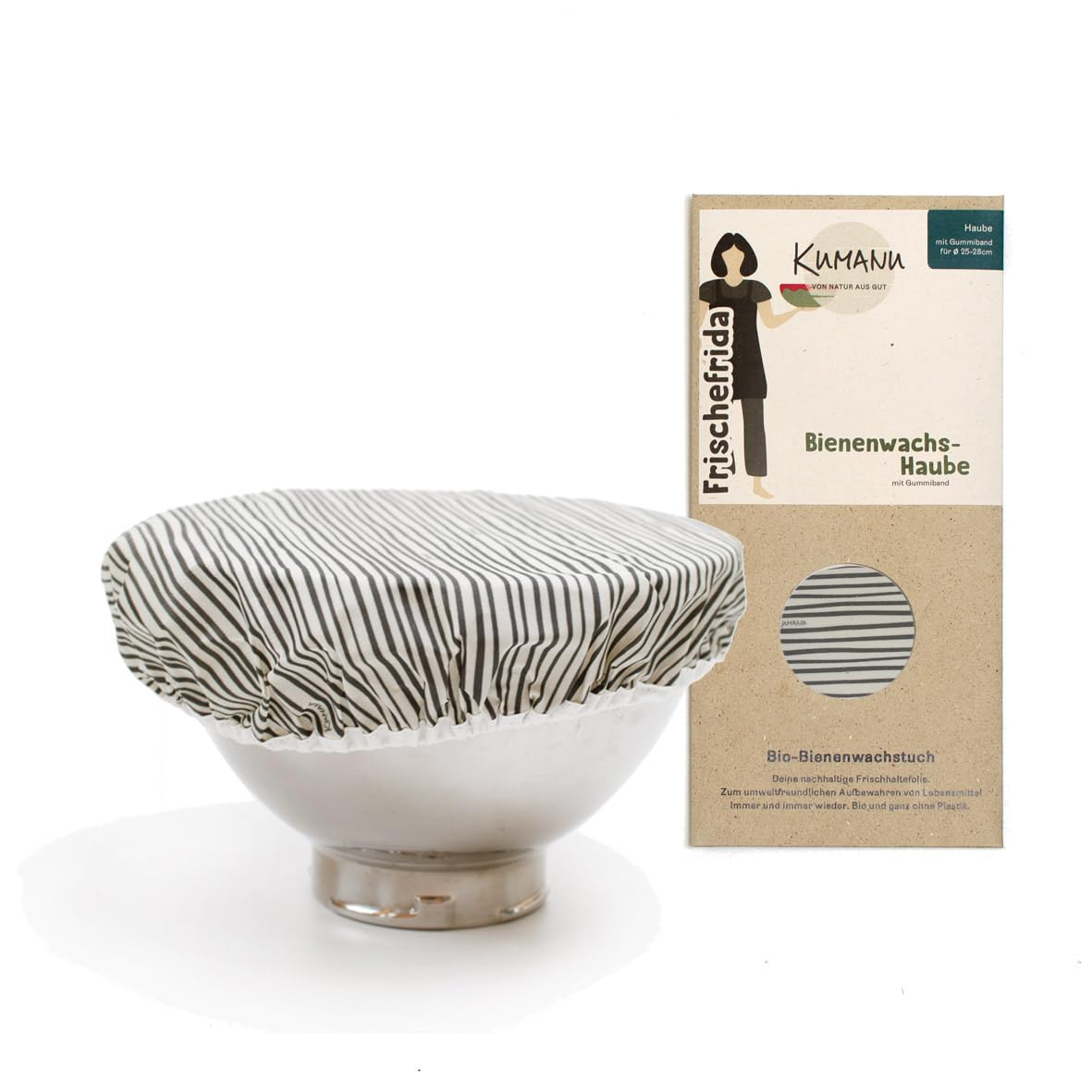 Frischhaltehaube Frischefrida aus Bienenwachstuch, Streifen