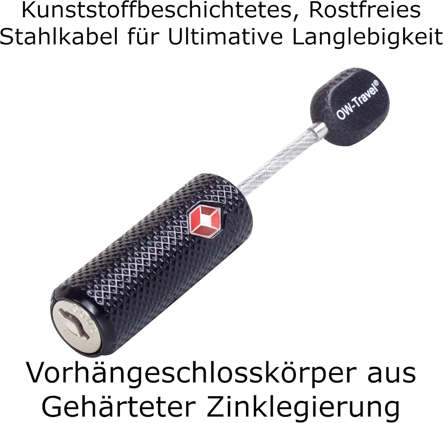 Kofferschloss, 70) Schwarz - Kabelschloss mit Schlüssel: 4 Pack
