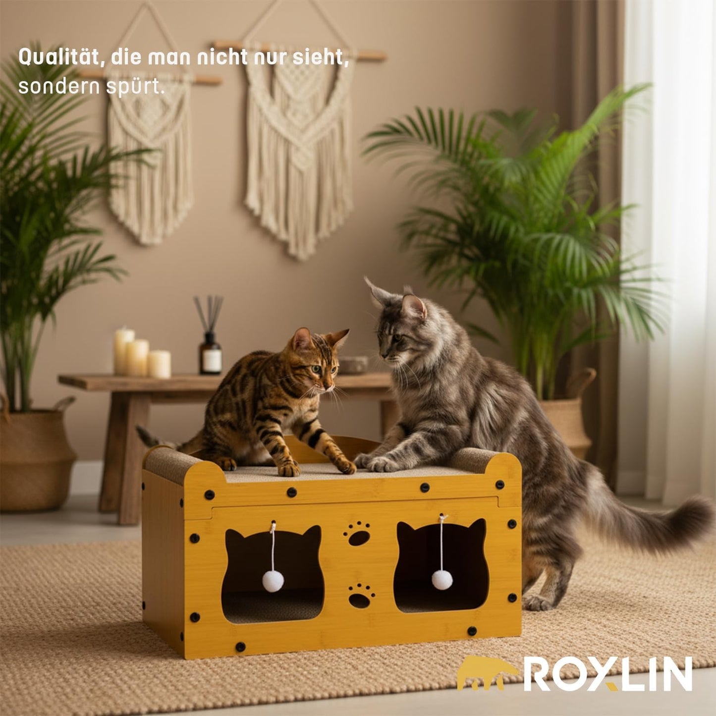 Katzen TV-Möbel mit Kratzfläche und Höhlen, TV-Modell