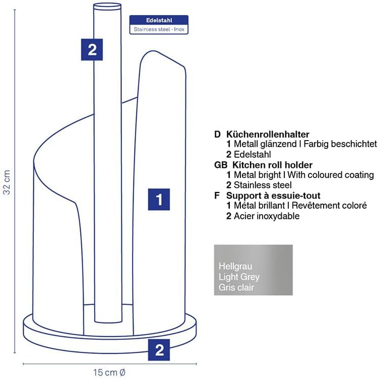 Küchenrollenhalter Stella, Grau