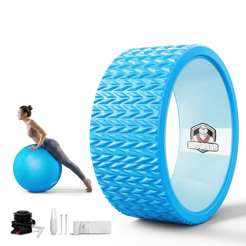 Yoga Rad Set mit Gymnastikball und Pumpe, Blau 30CM 1