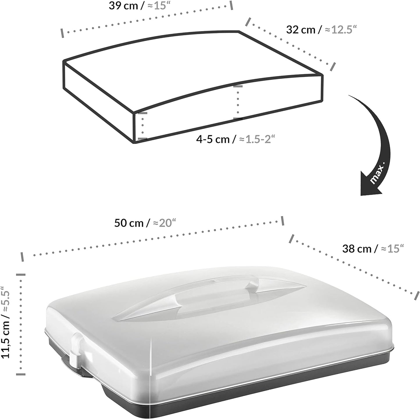 Blechkuchen-Transportbox, Rechteck