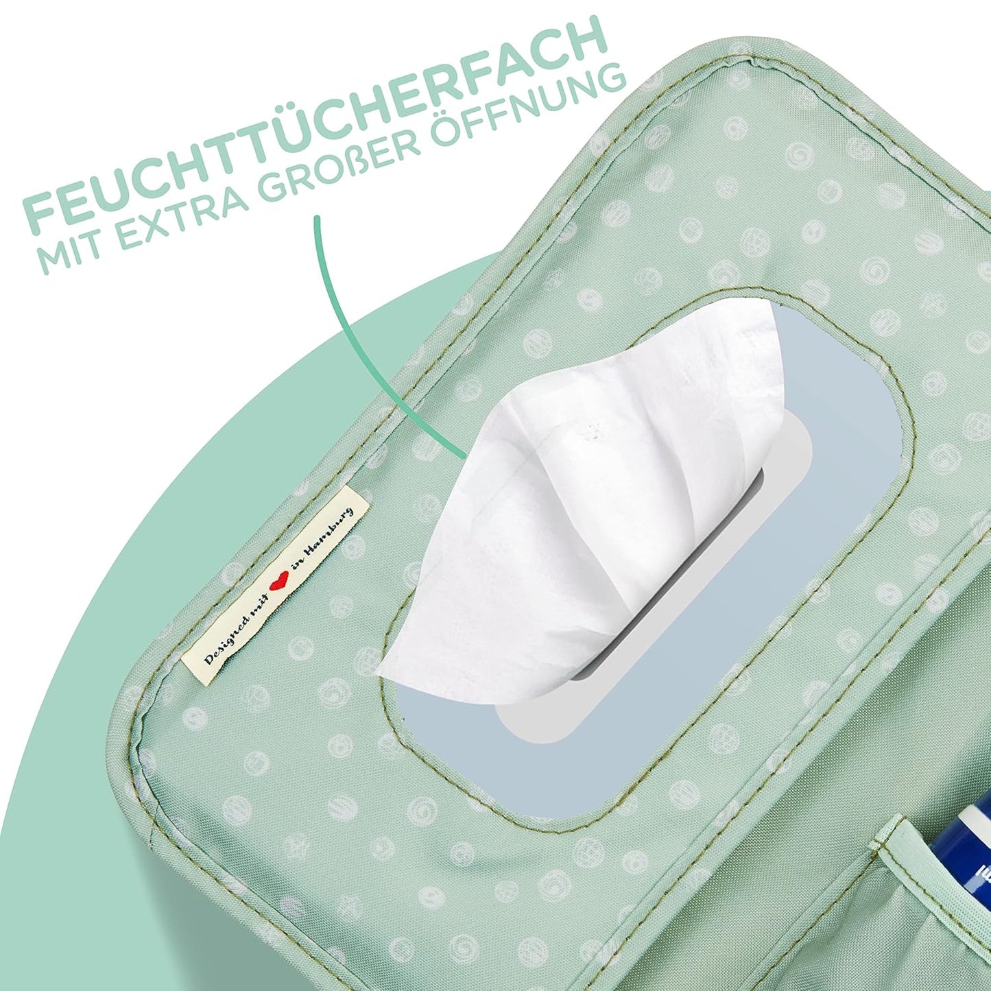 Windeltasche mit Wickelunterlage, Mint