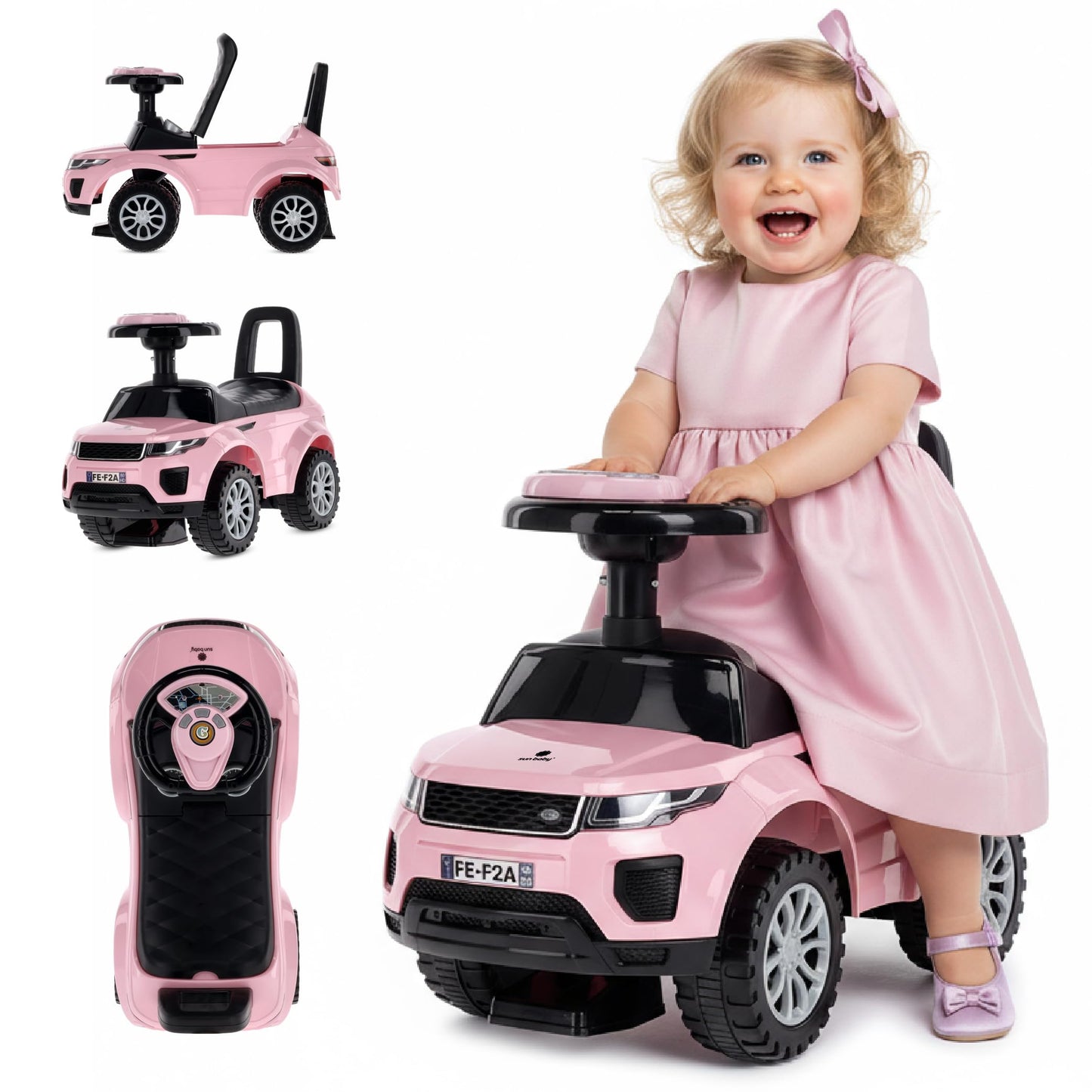 Rutschauto mit Hupe, Hellrosa