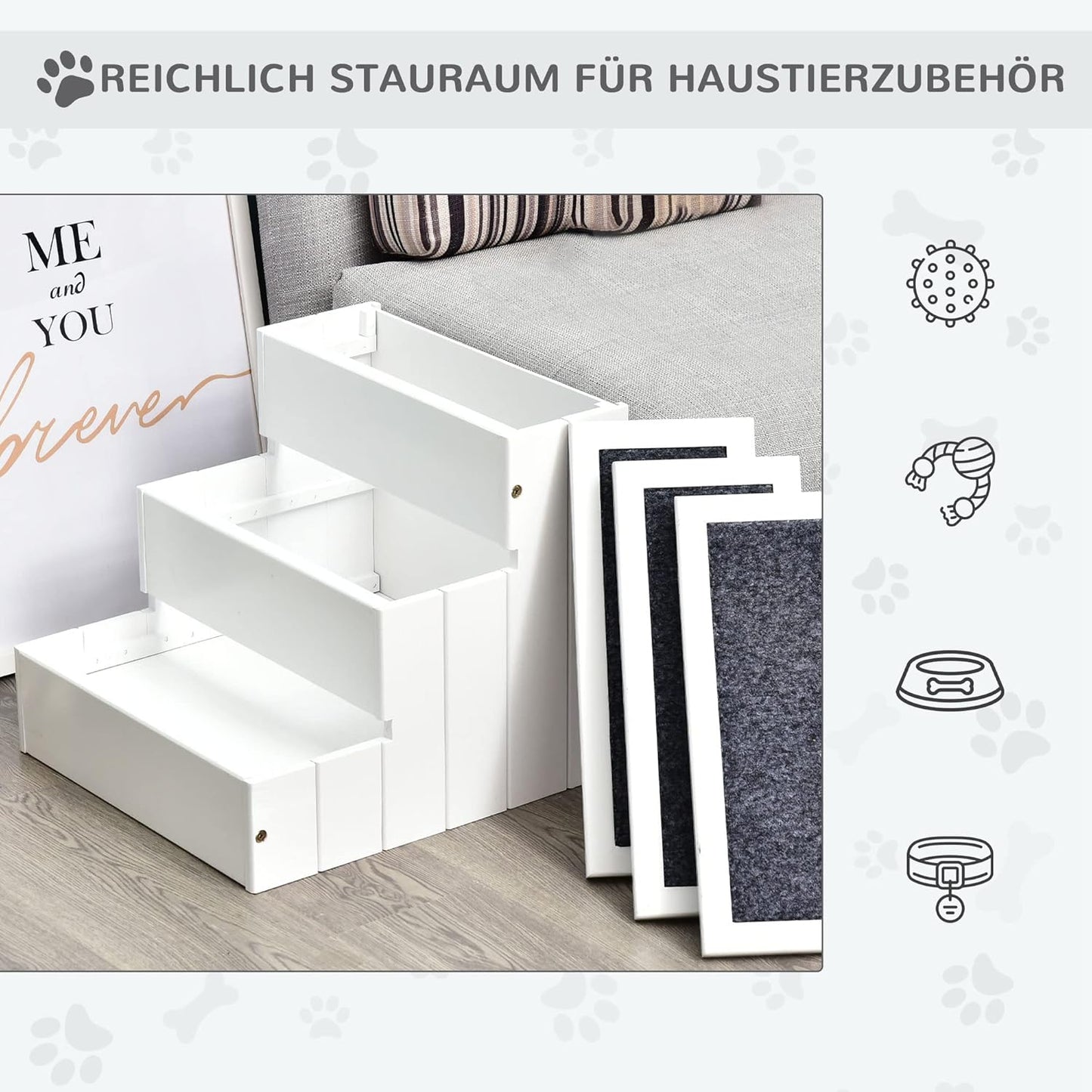 Haustiertreppe mit 3 Stufen, Weiß