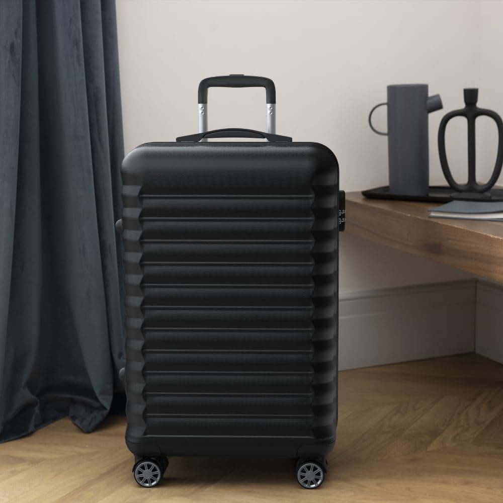 Upfly Hartschalenkoffer mit 360° Rollen, 1. Schwarz 2. 24' Koffer Groß (M)