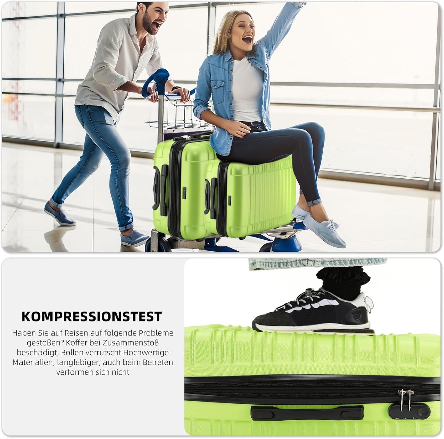 3-teiliges Hartschalen-Koffer-Set, Grün Set