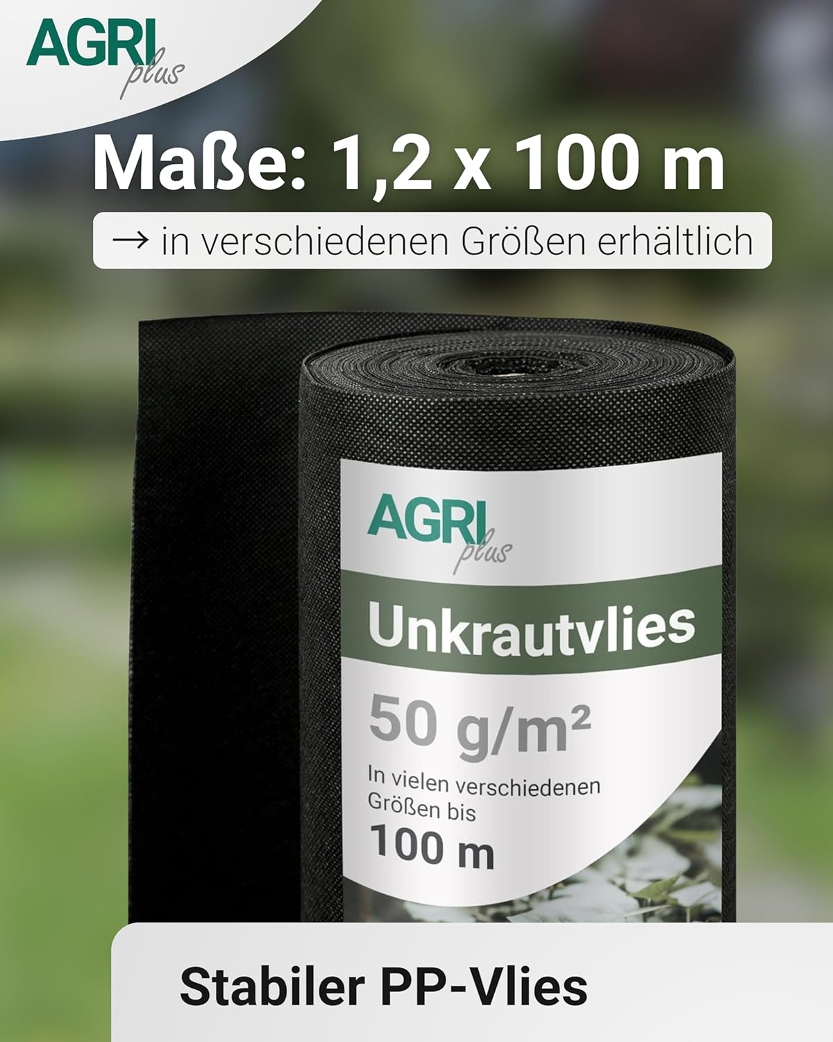 UV-beständiges Unkrautvlies wasserdurchlässig & reissfest, 50g / m2 1,2m x 100m