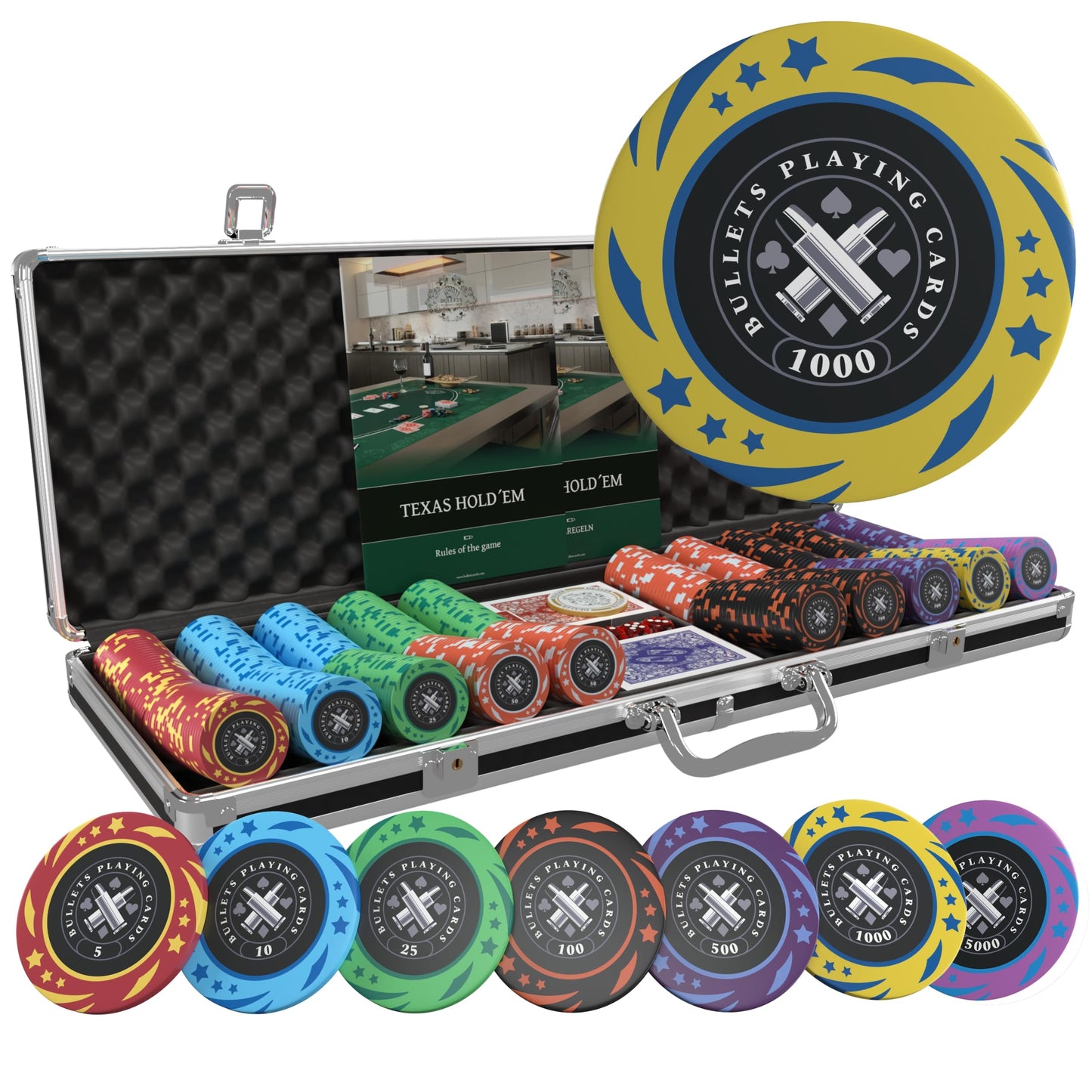 Pokerset Janice mit 500 Pokerchips und Karten, 500 Chips