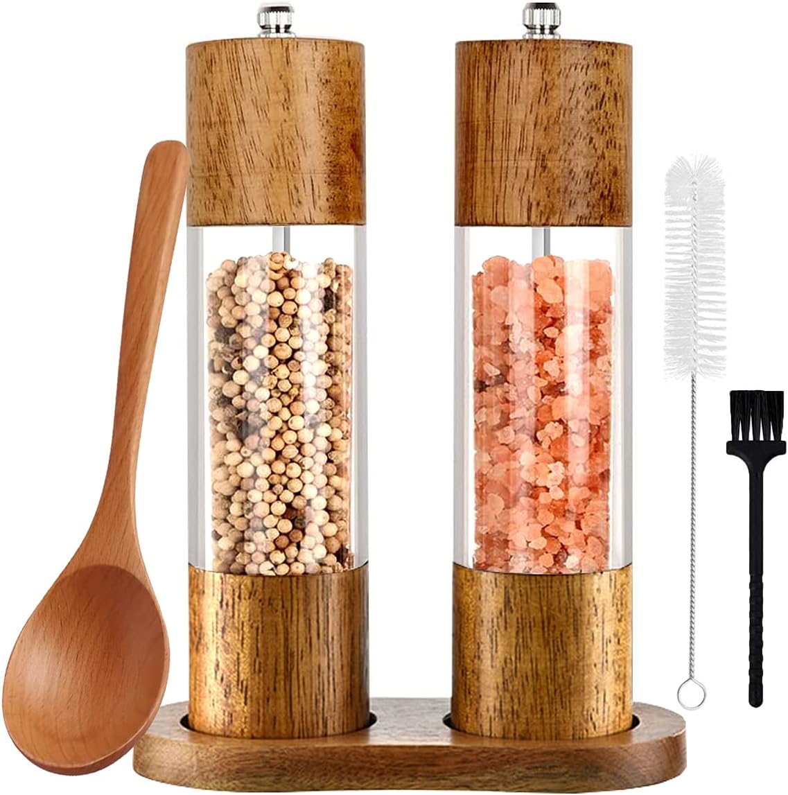 Salz- und Pfeffermühlen-Set mit Keramikmahlwerk (2-teilig), Transparent