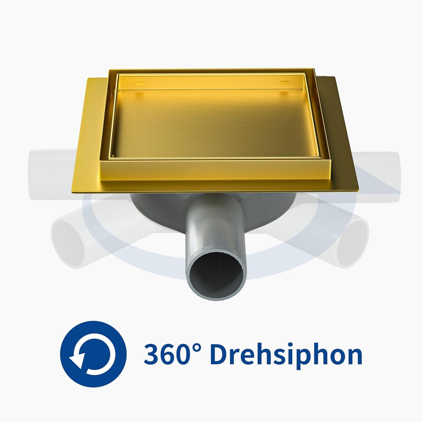Duschrinne mit 360° Siphon und Geruchsstop, Gold 15cm