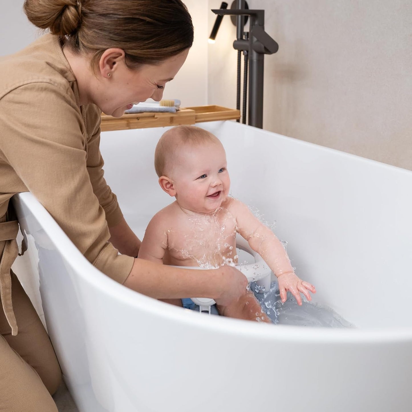 Badewannensitz mit Kindersicherung, Misty Blau